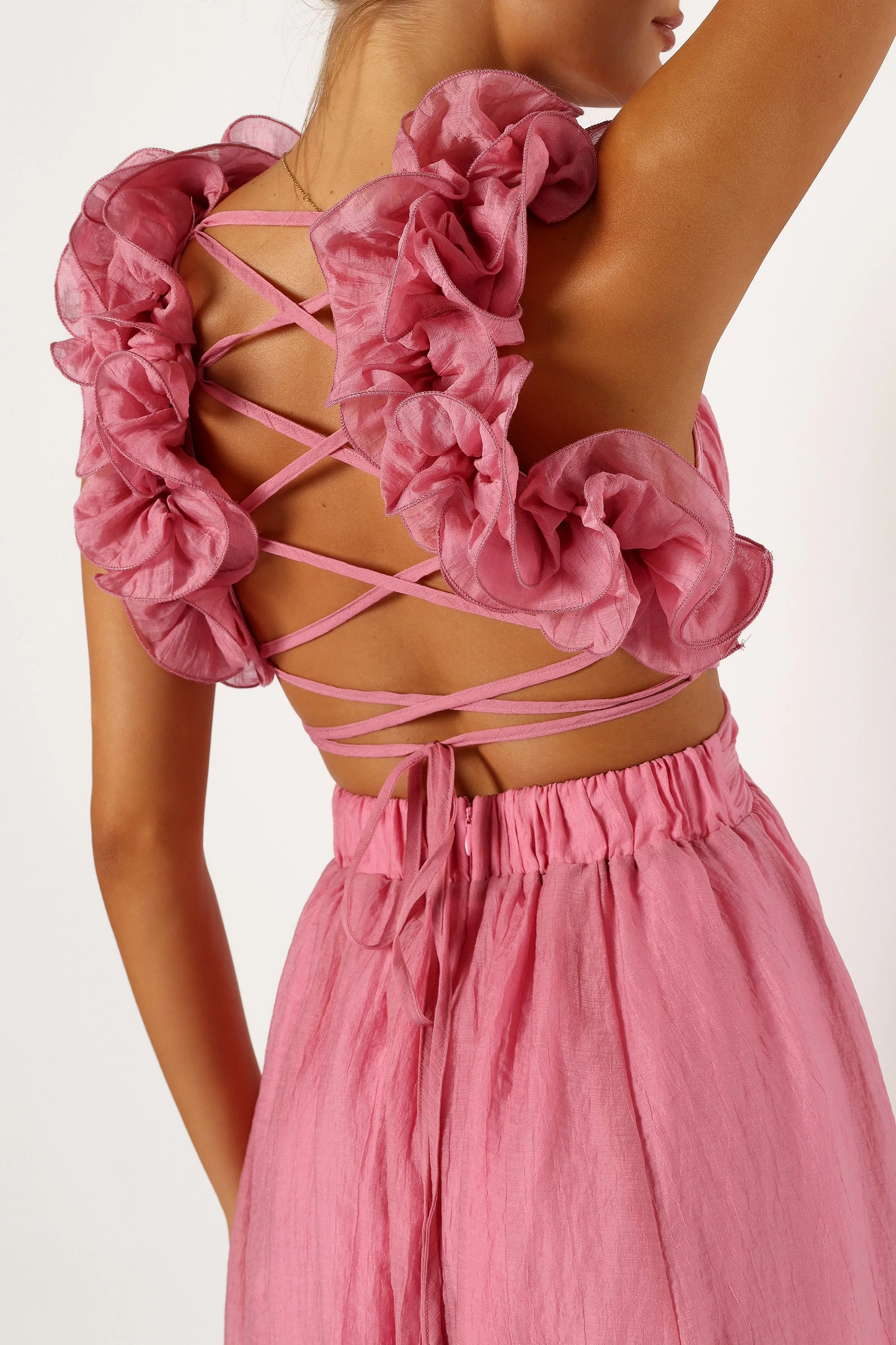 Blake Frill Shoulder Maxi Dress - Pink - Image 4
