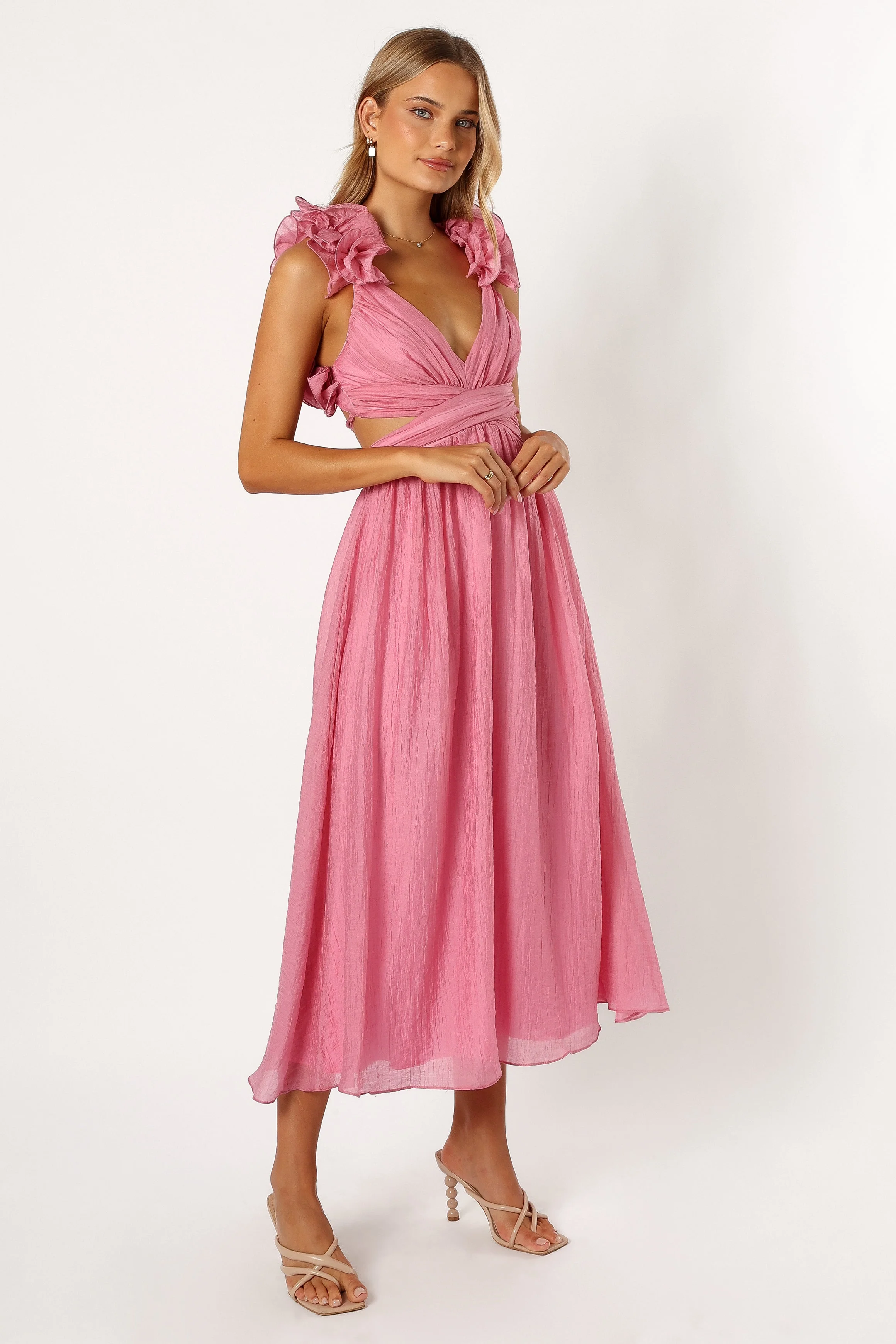 Blake Frill Shoulder Maxi Dress - Pink - Image 7