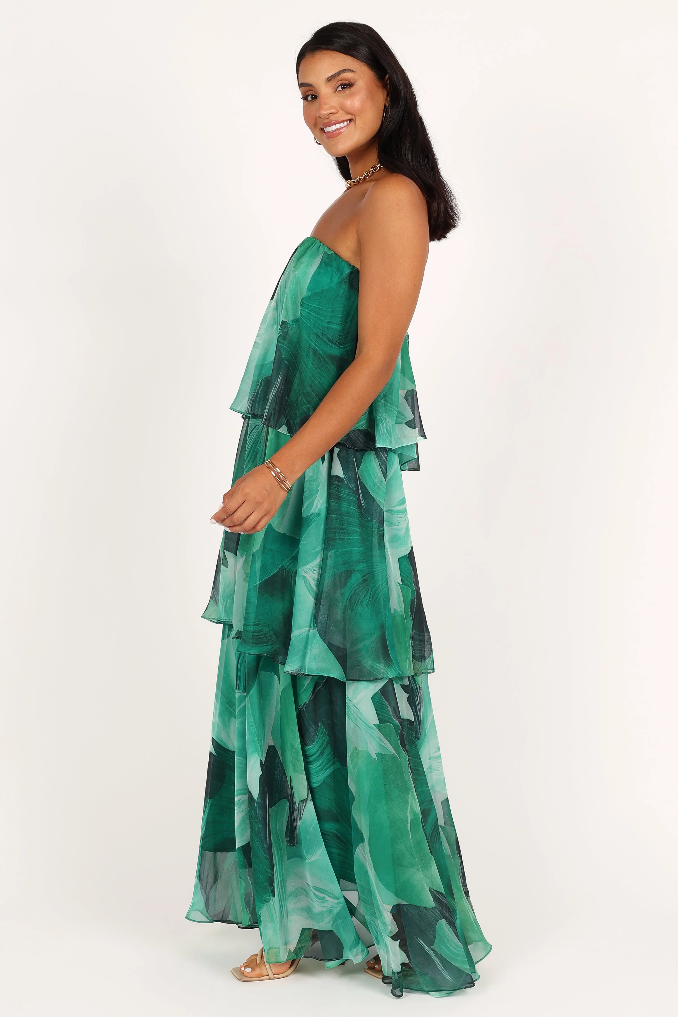 Bloom Strapless Maxi Dress - Green Floral - Image 5