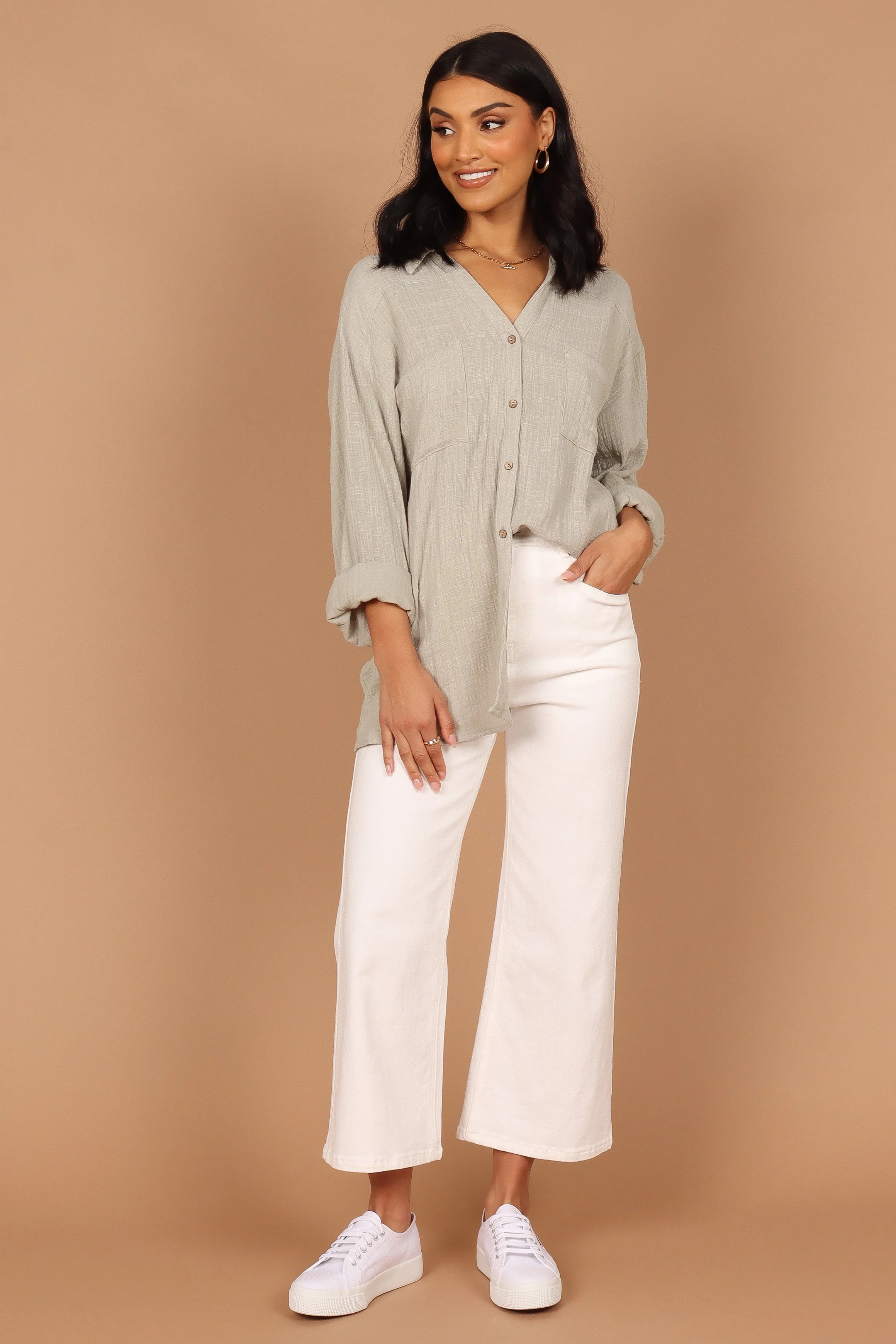 Bobby Button Down Top - Sage Green - Image 3