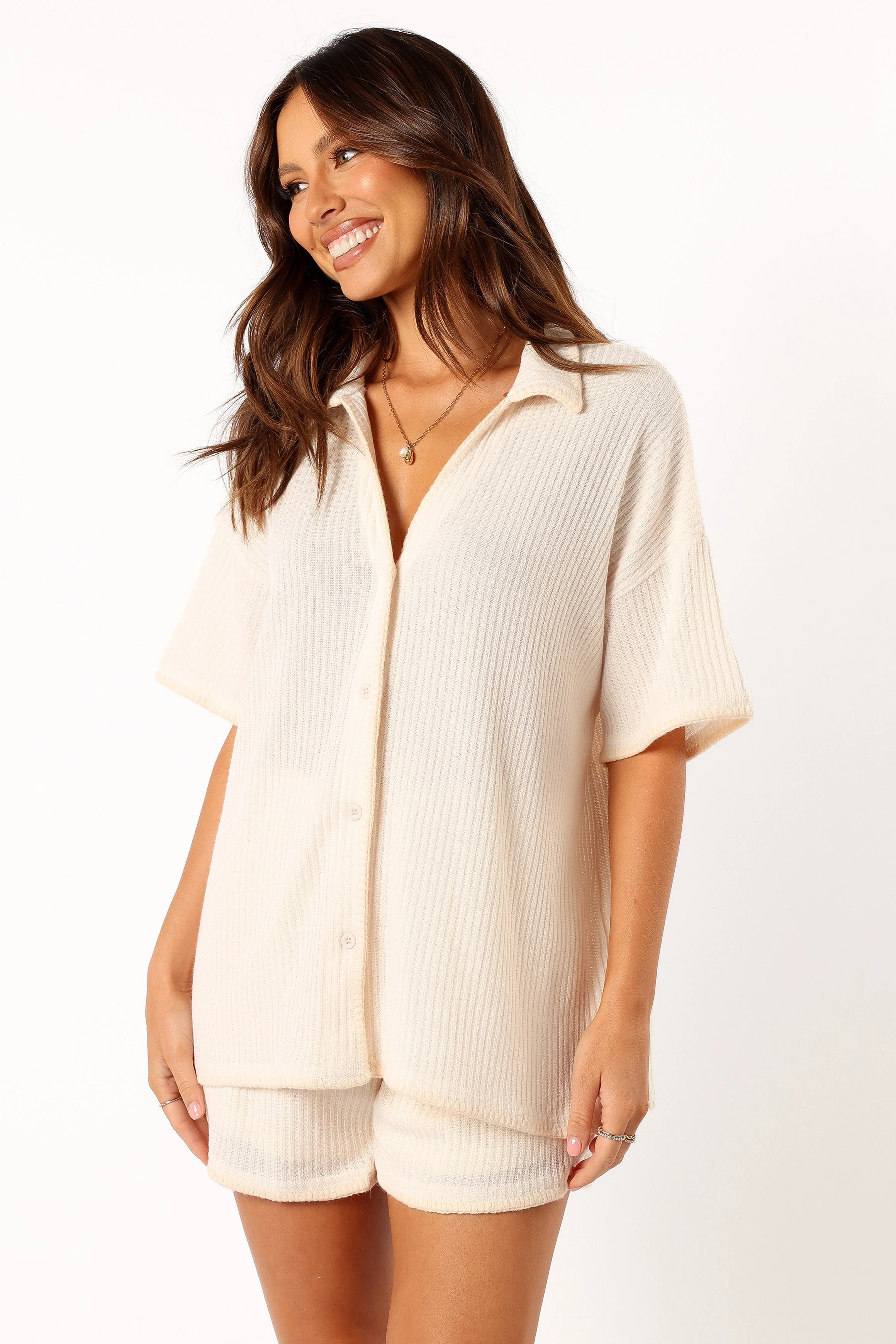 Bobby Knit Short Set - Beige - Image 2