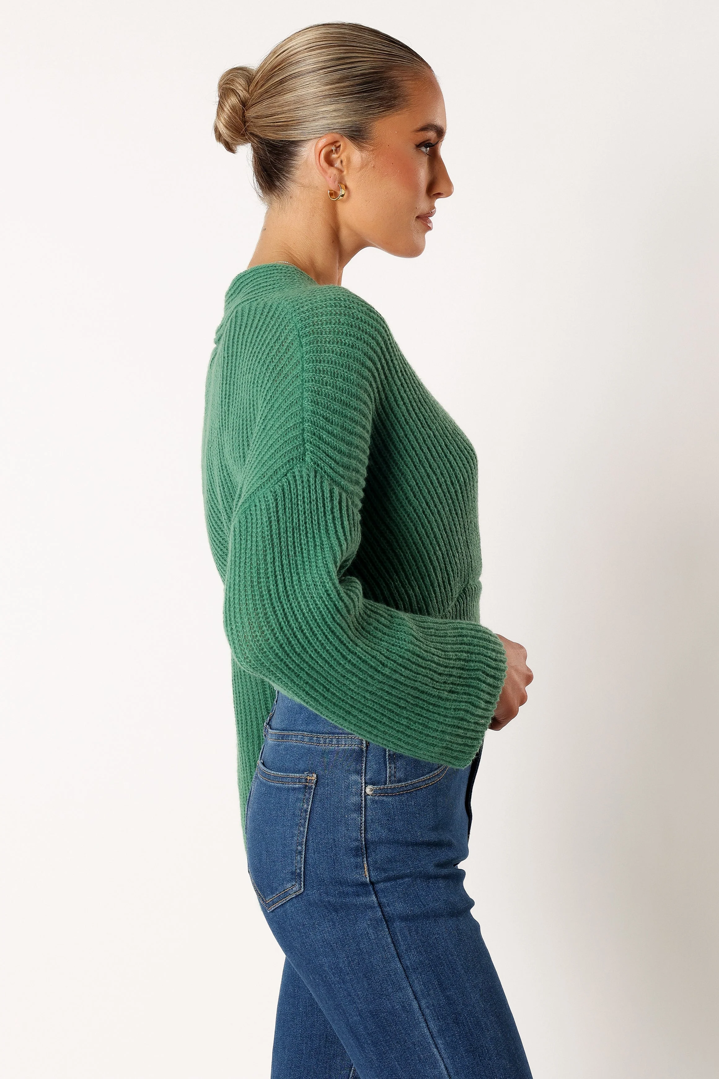 Brinley Crop Knit Sweater - Kelly Green - Image 3