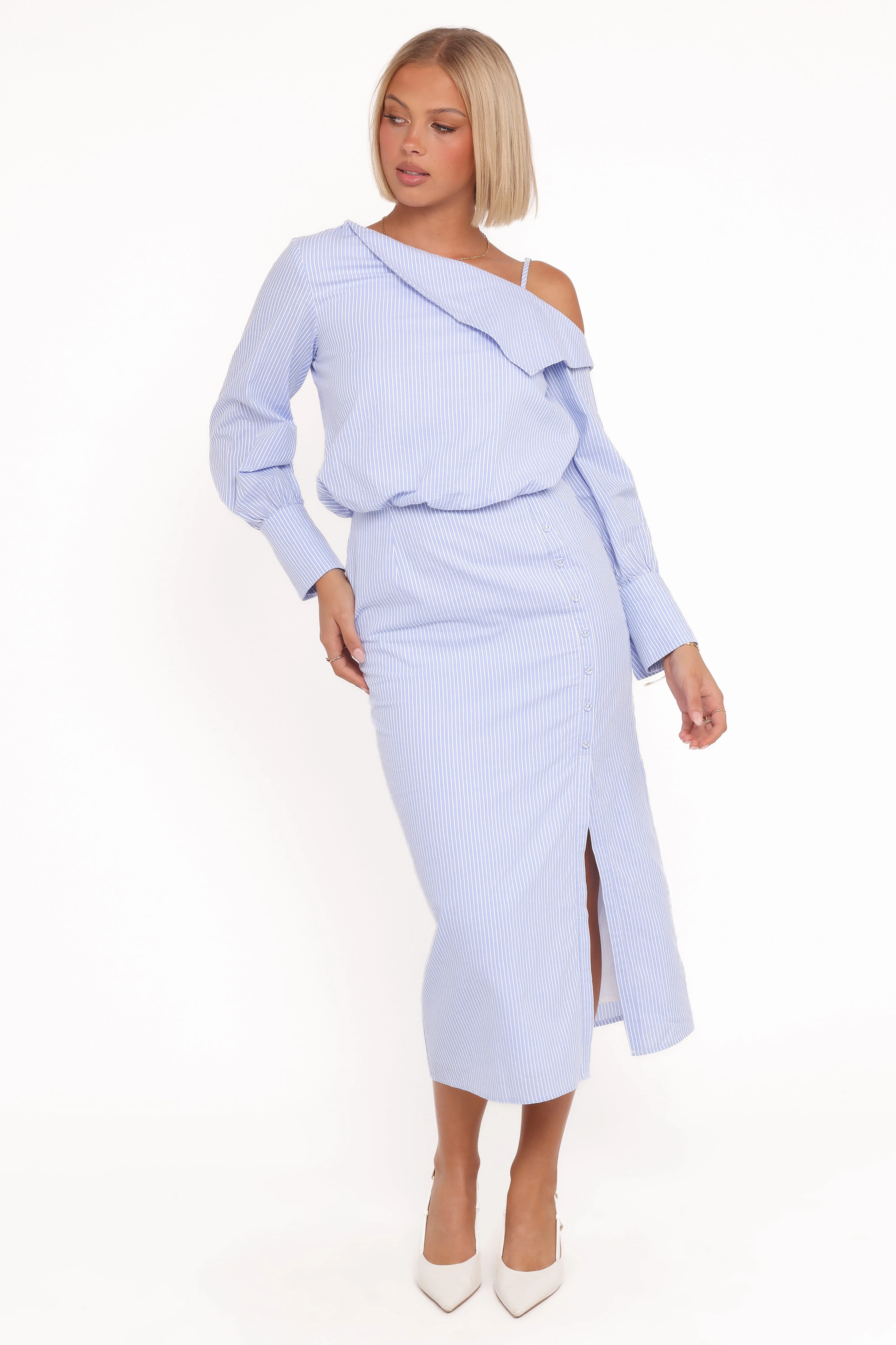 Broderick Midi Dress - Blue Stripe - Image 2