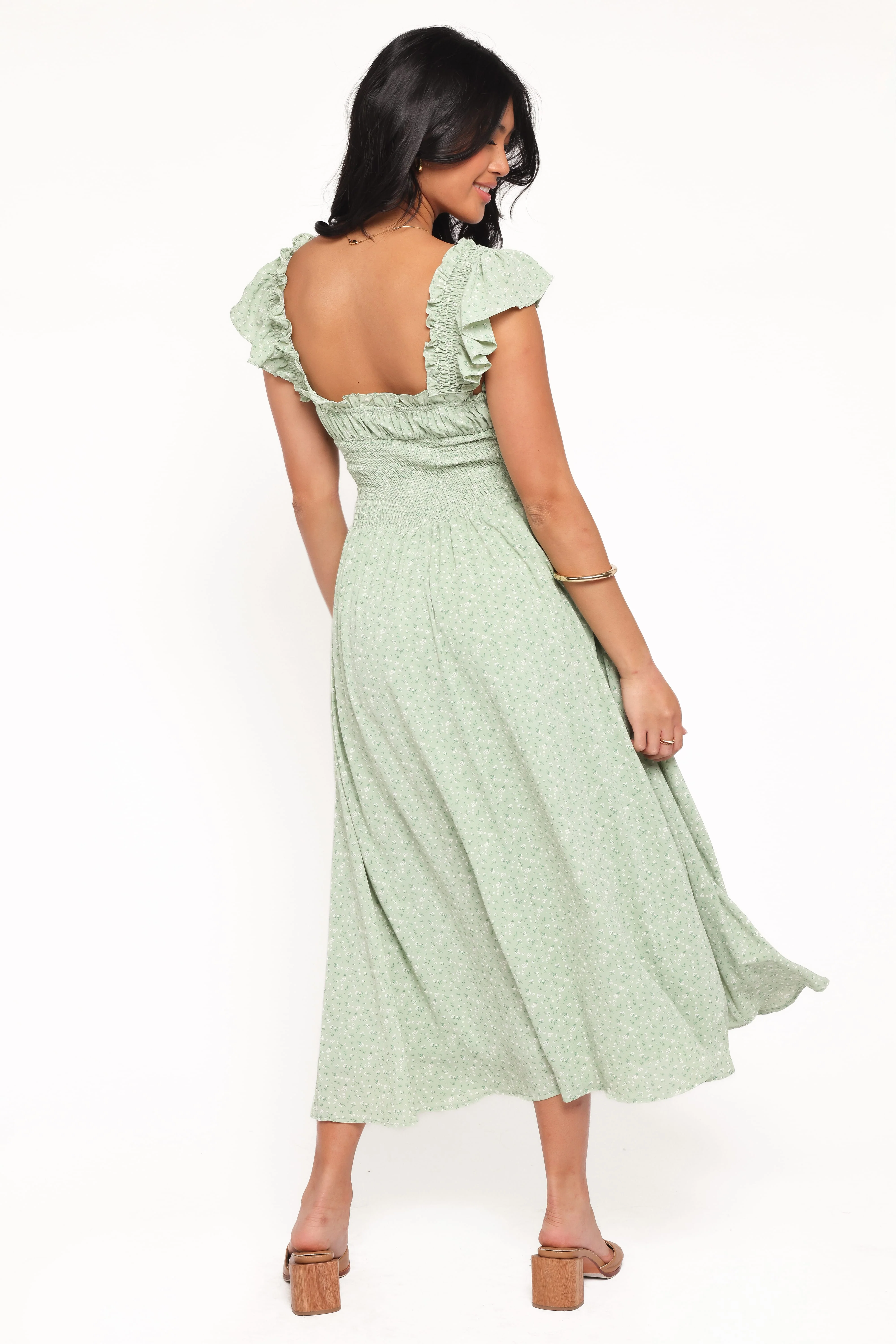 Bronte Midi Dress - Green Floral - Image 3