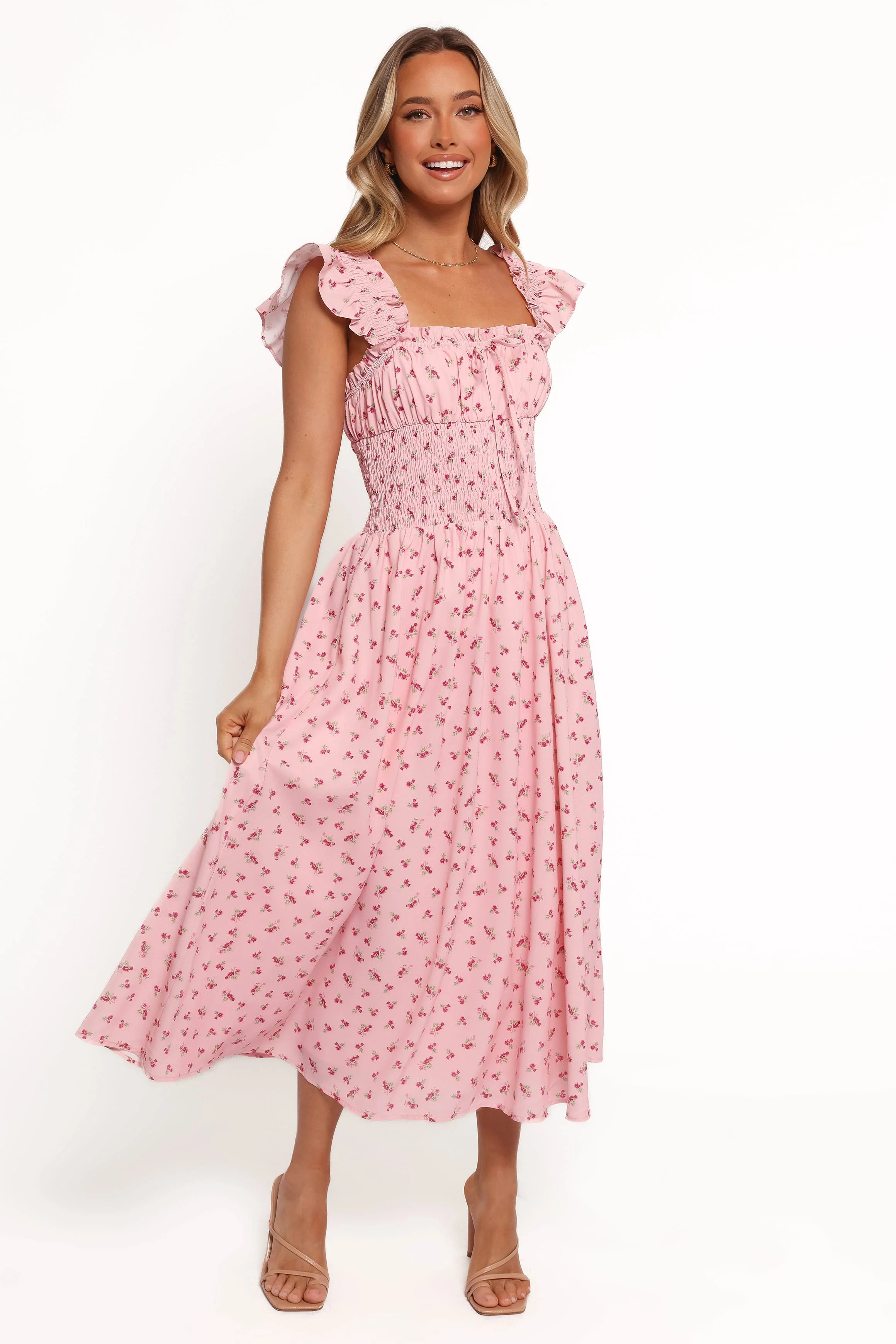 Bronte Midi Dress - Pink Floral - Image 8
