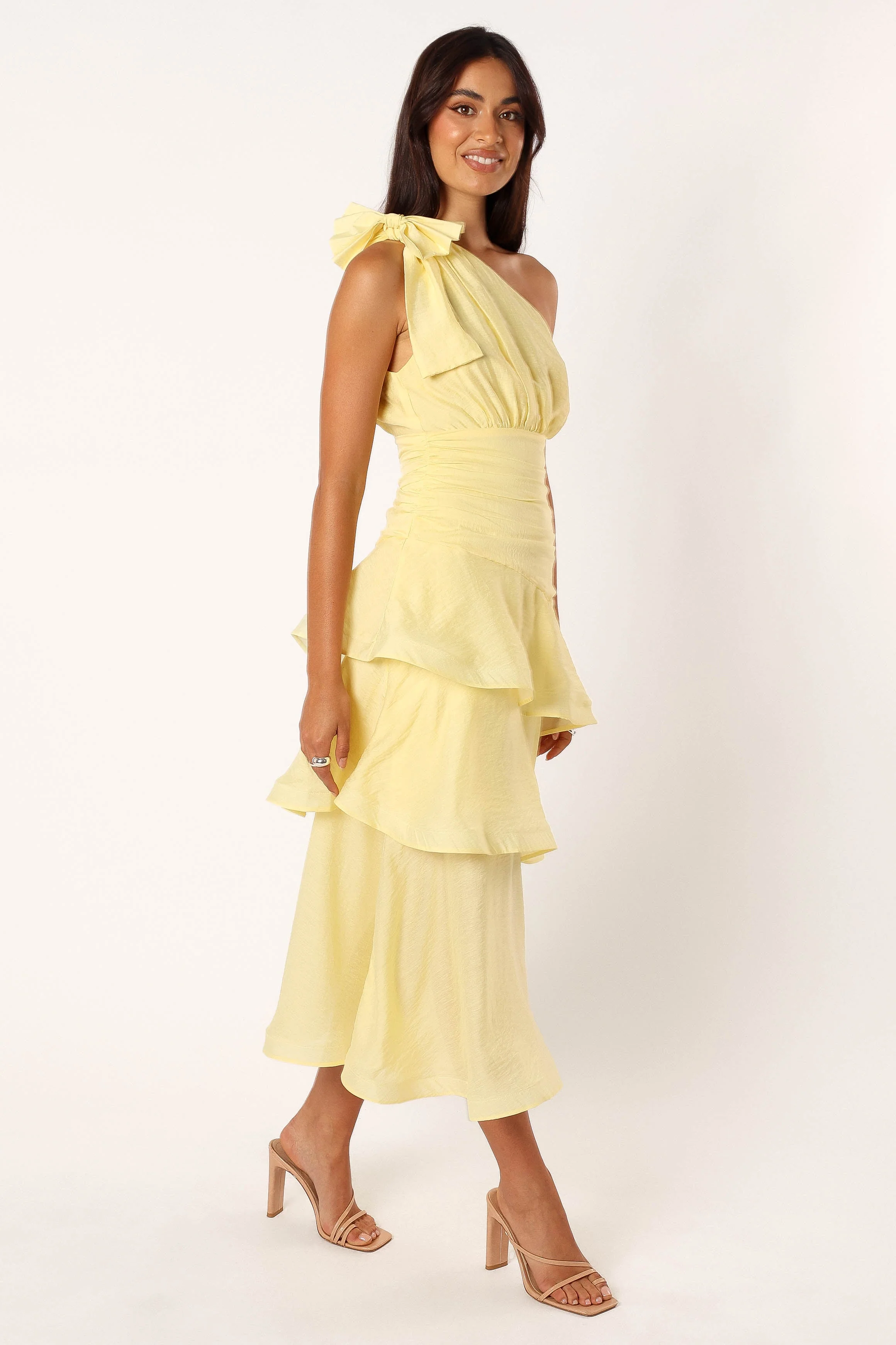 Bryson One Shoulder Midi Dress - Yellow - Image 3