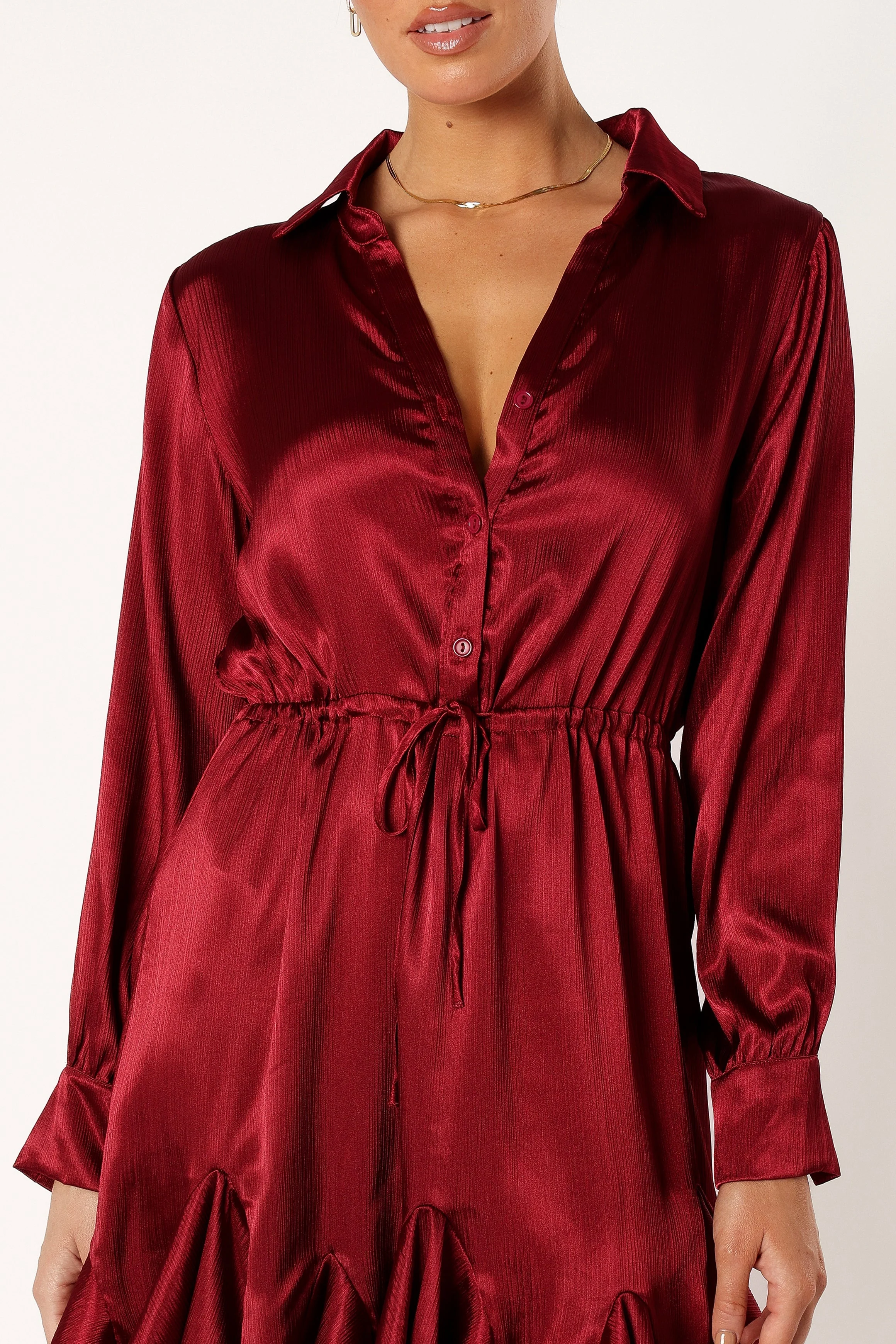Callum Long sleeve Mini Dress - Burgundy - Image 6