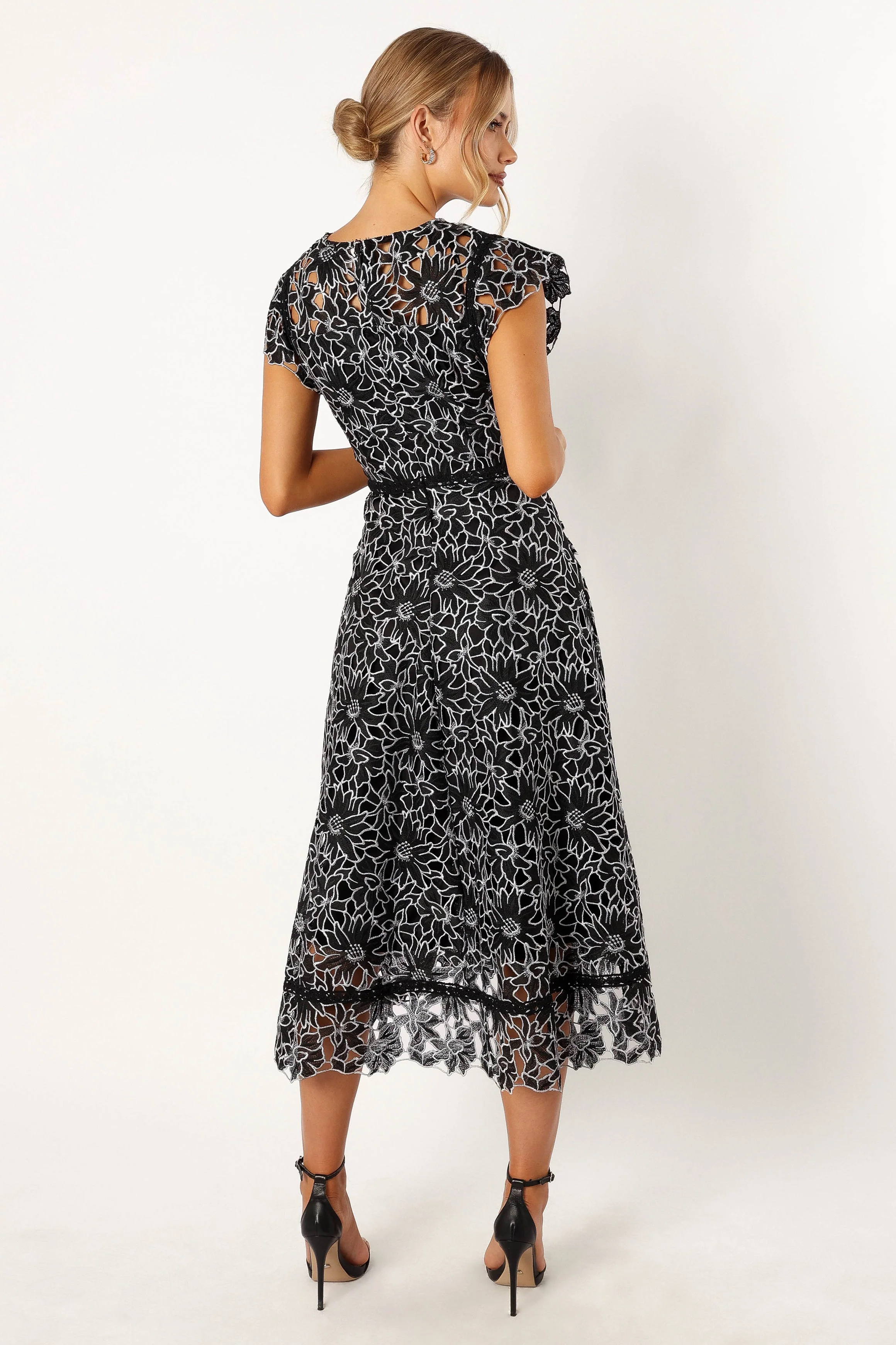 Calvin Frill Sleeve Midi Dress - Black - Image 4