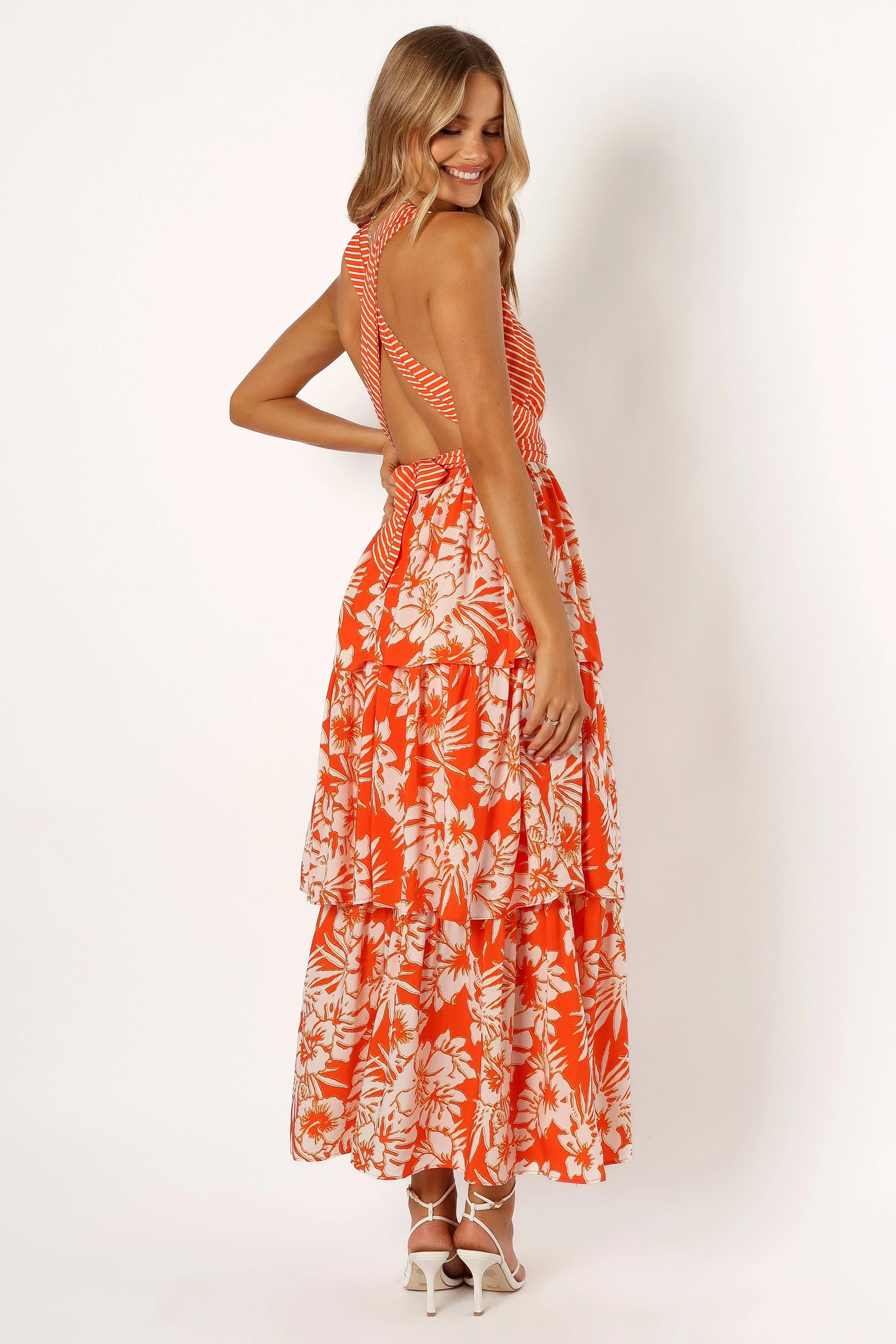 Calypso Tiered Midi Dress - Orange - Image 5