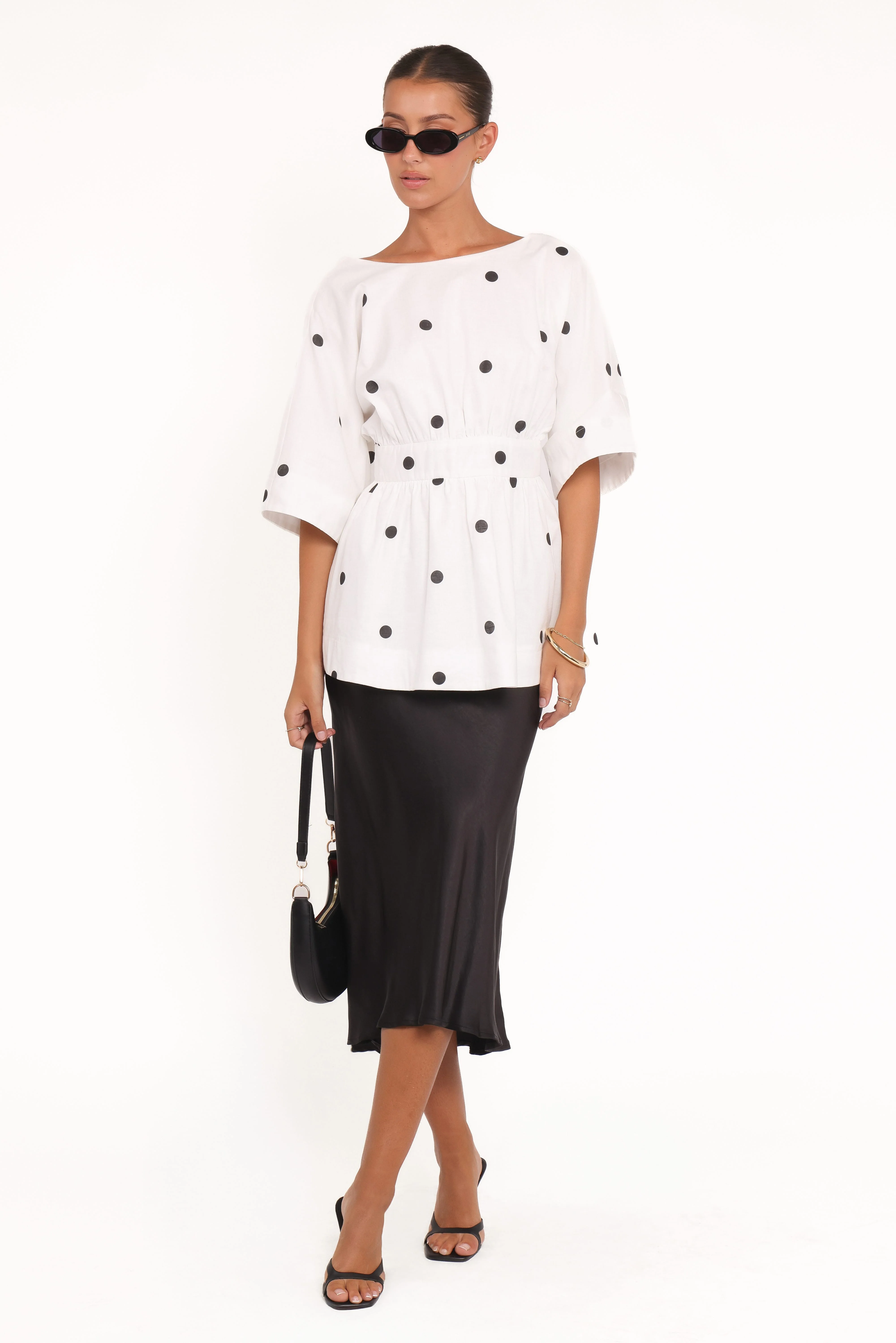Camila Open Back Top - White Black Polka Dot - Image 5