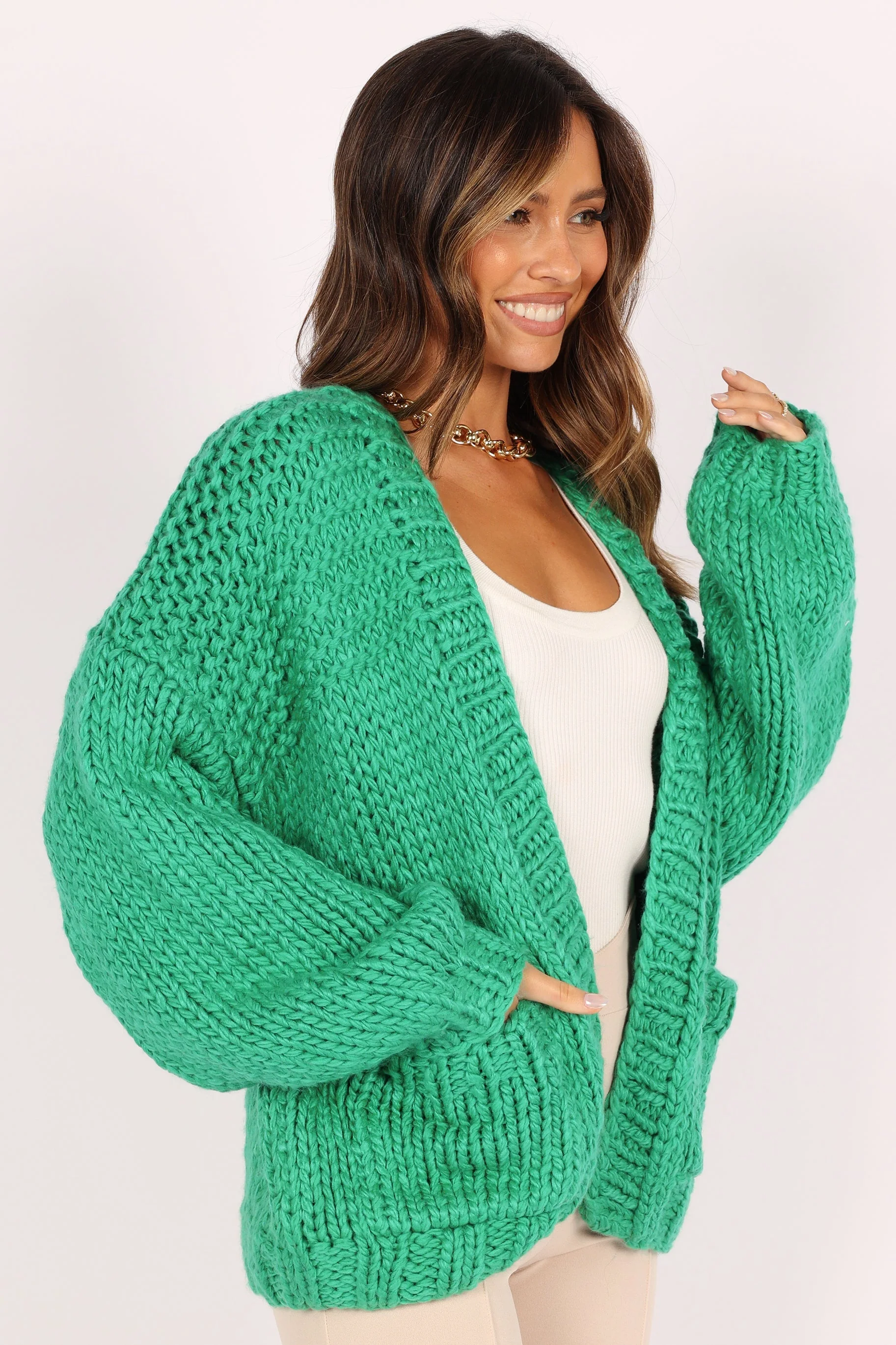 Cara Handknit Cardigan - Green - Image 7