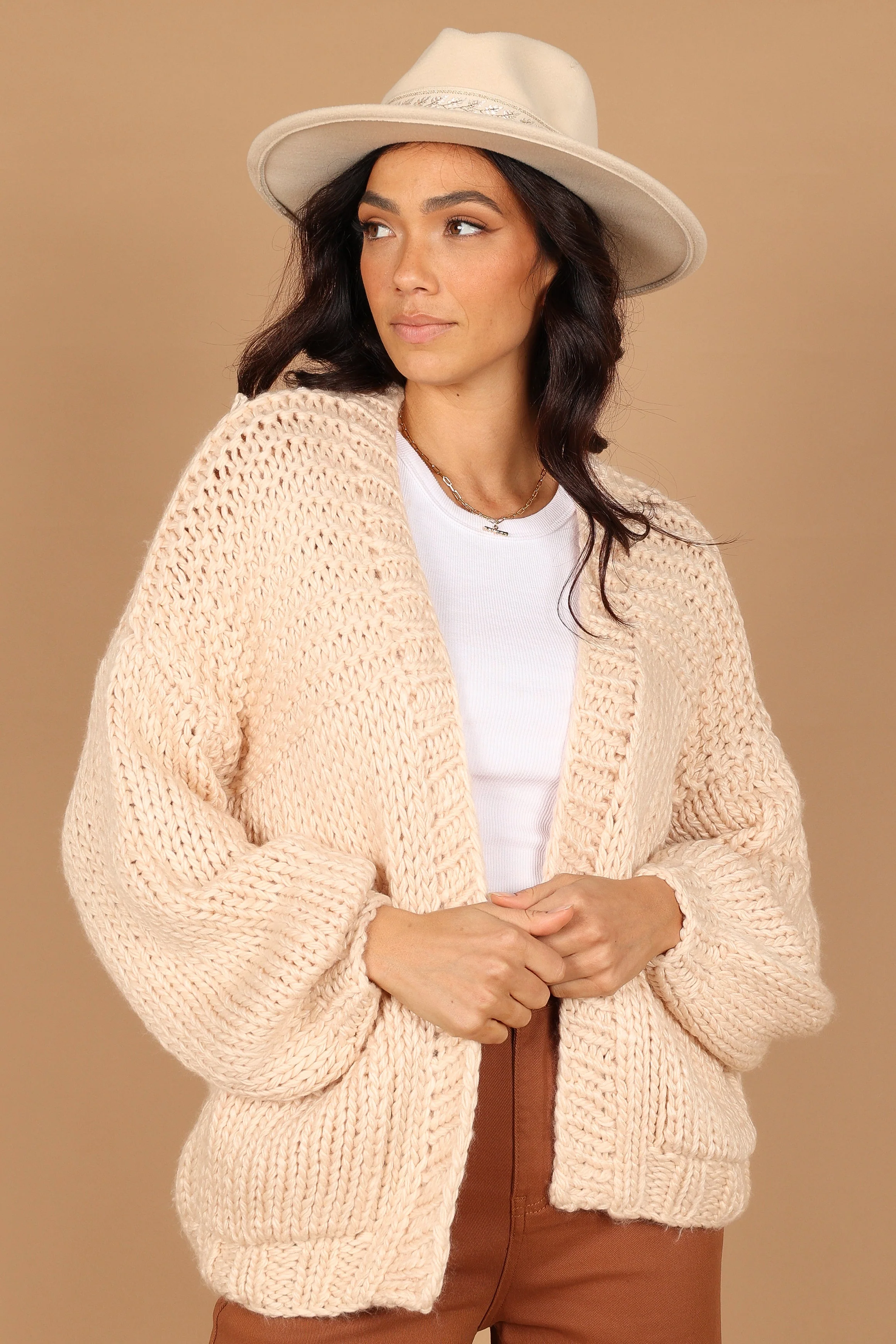 Cara Oversized Handknit Knit Sweater - Natural - Image 3