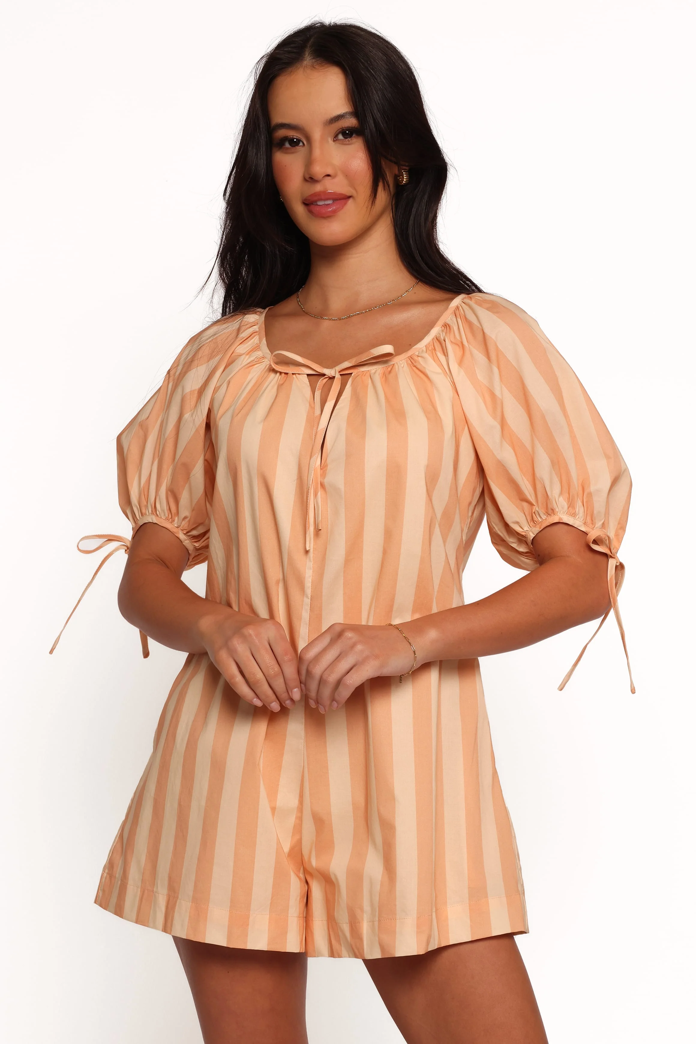 Carina Striped Playsuit - Terracotta Stripe - Image 3