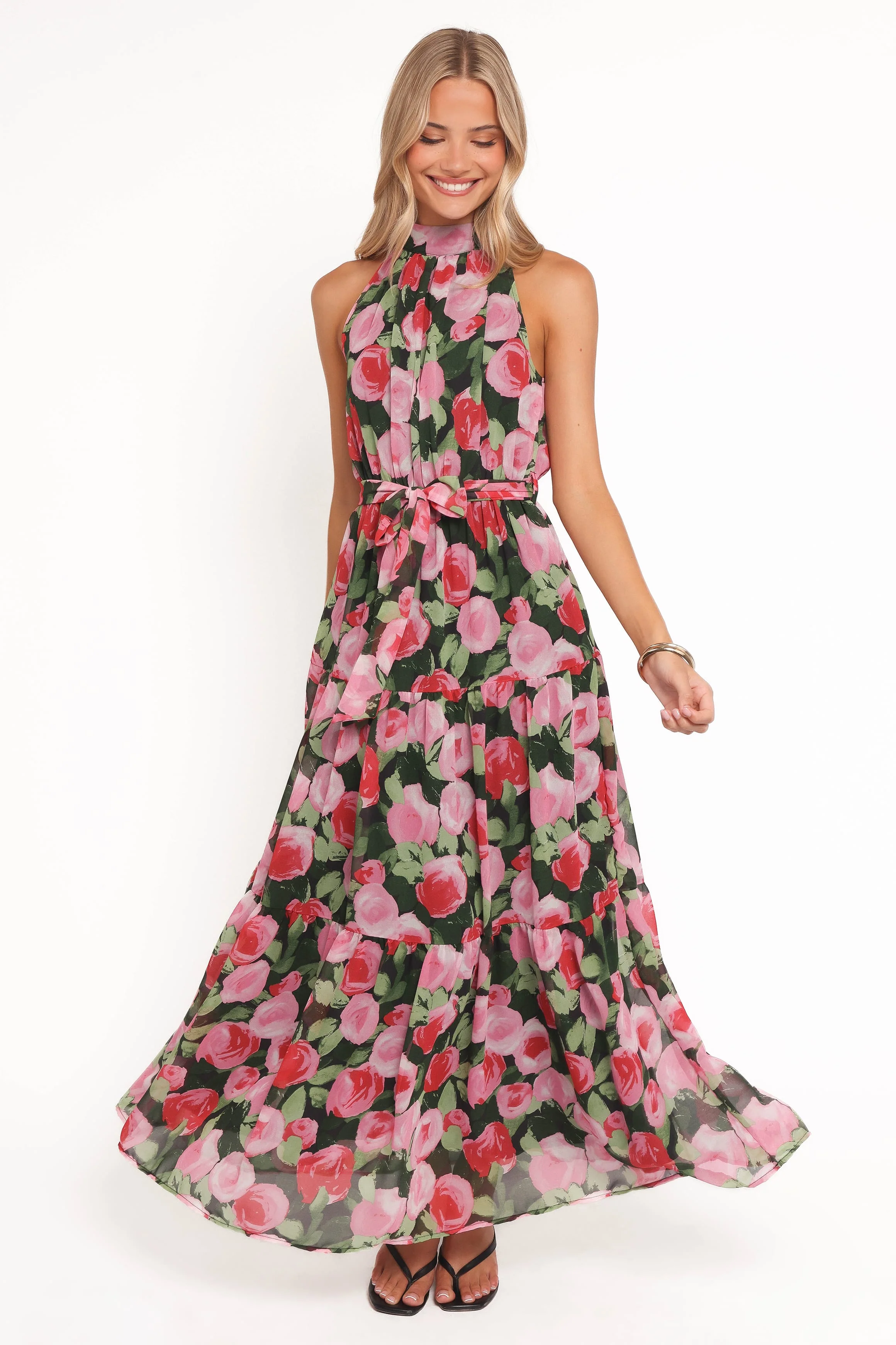 Caroline Maxi Halter Dress - Black Floral - Image 4