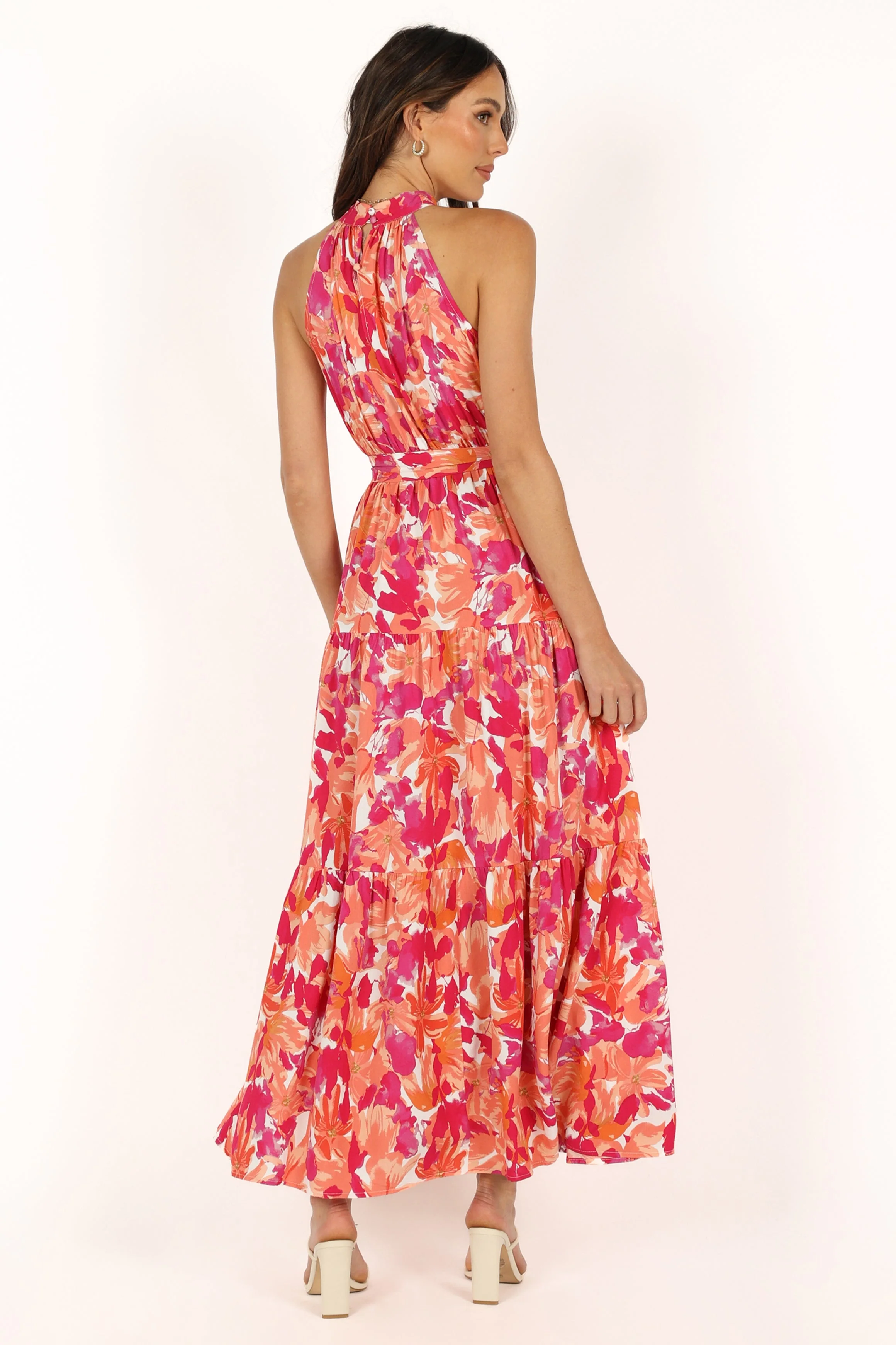 Caroline Maxi Halter Dress - Red Orange - Image 5
