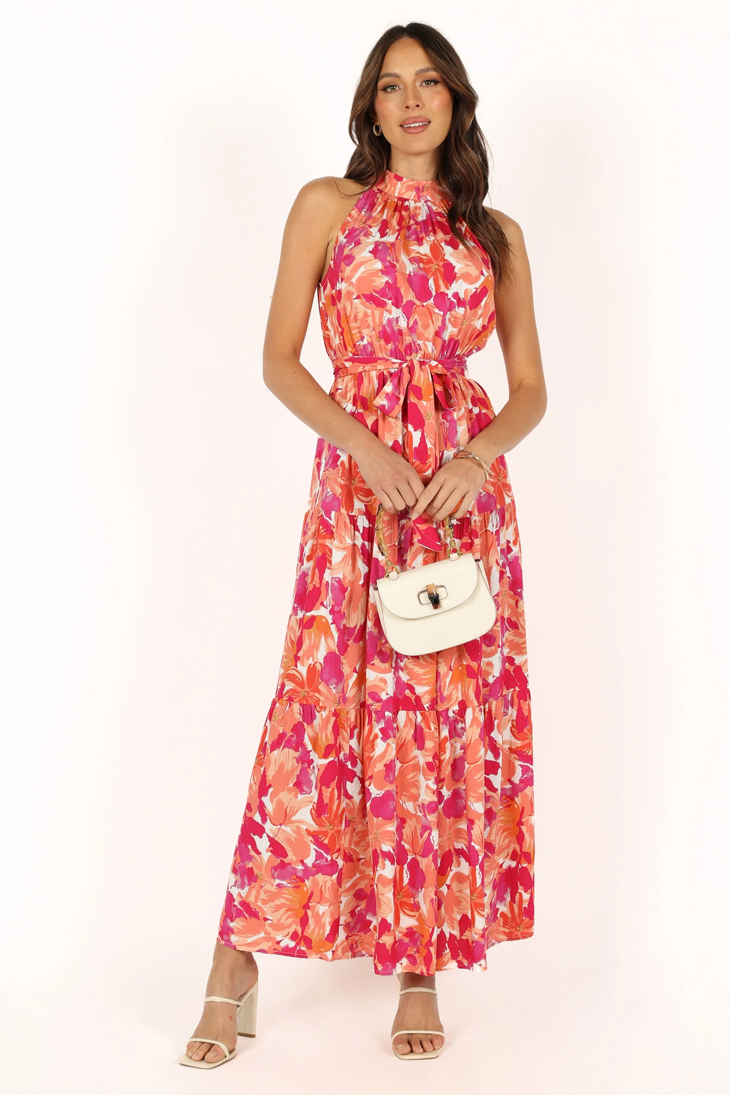 Caroline Maxi Halter Dress - Red Orange - Image 8