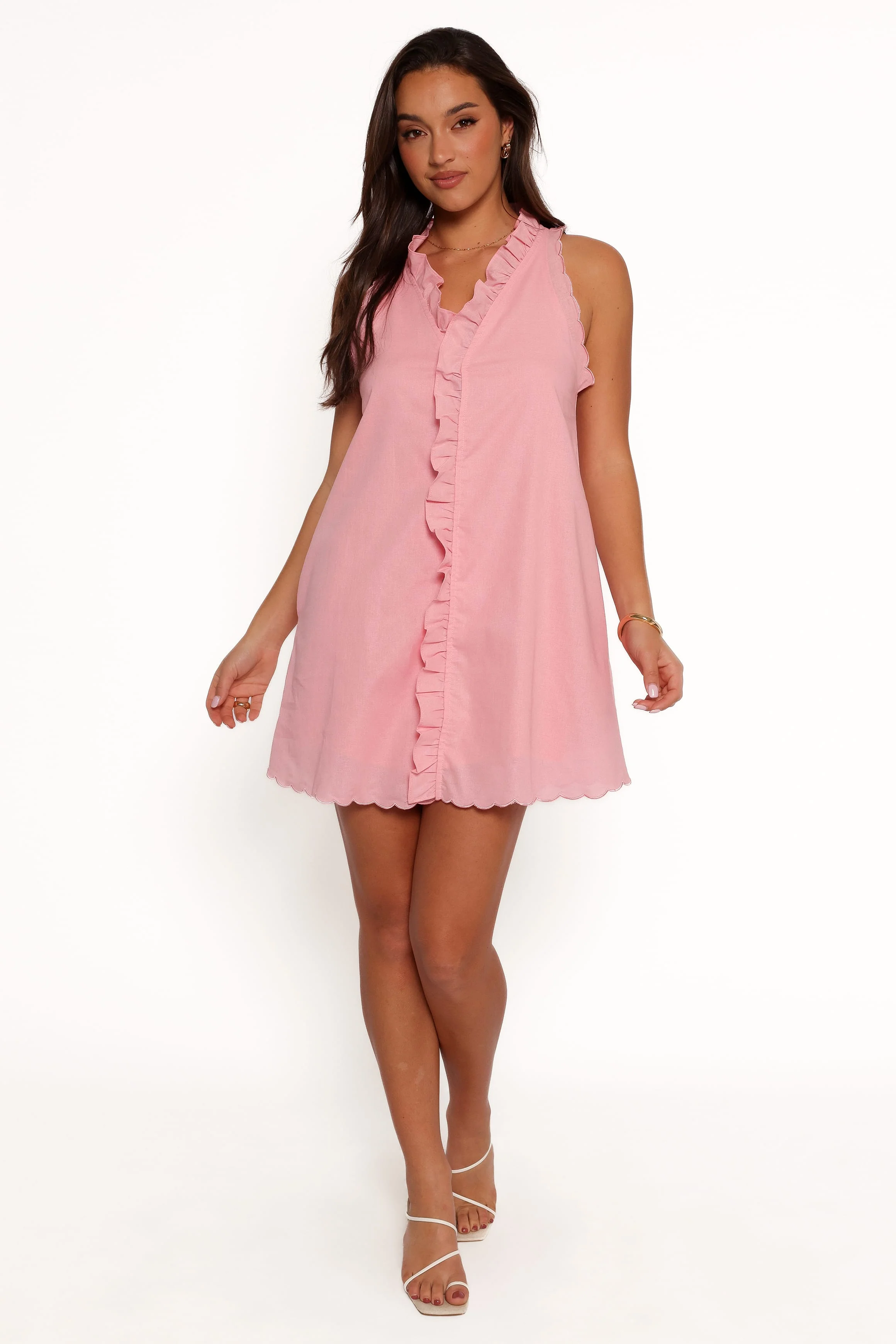 Cassandra Ruffle Mini Dress - Pale Pink - Image 4