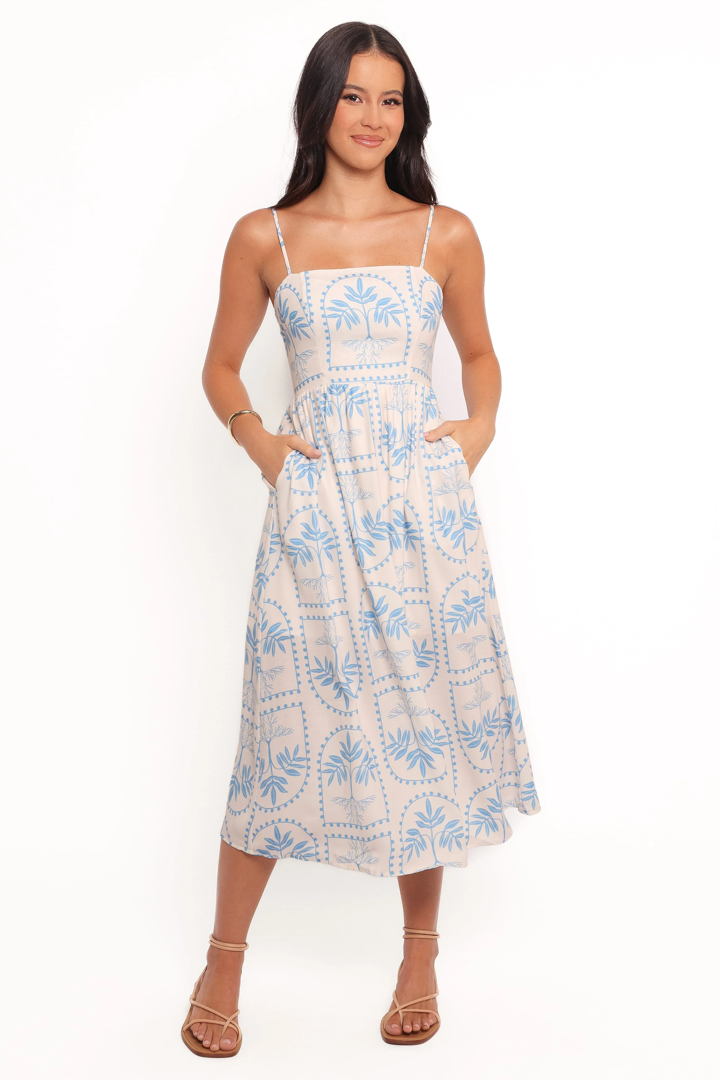 Cathy Midi Dress - Blue/White - Image 2