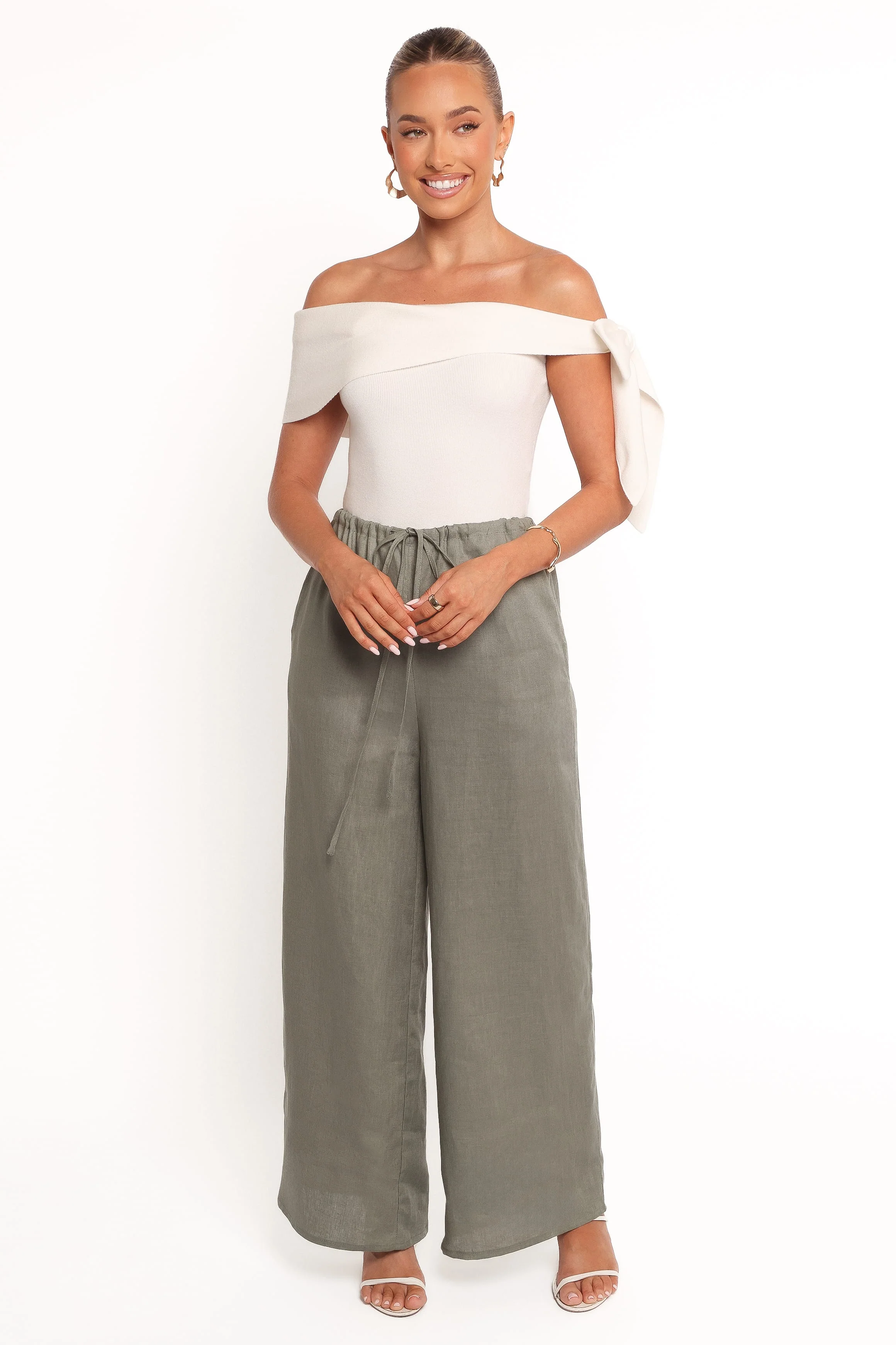 Charama Off Shoulder Knit Top - White - Image 7