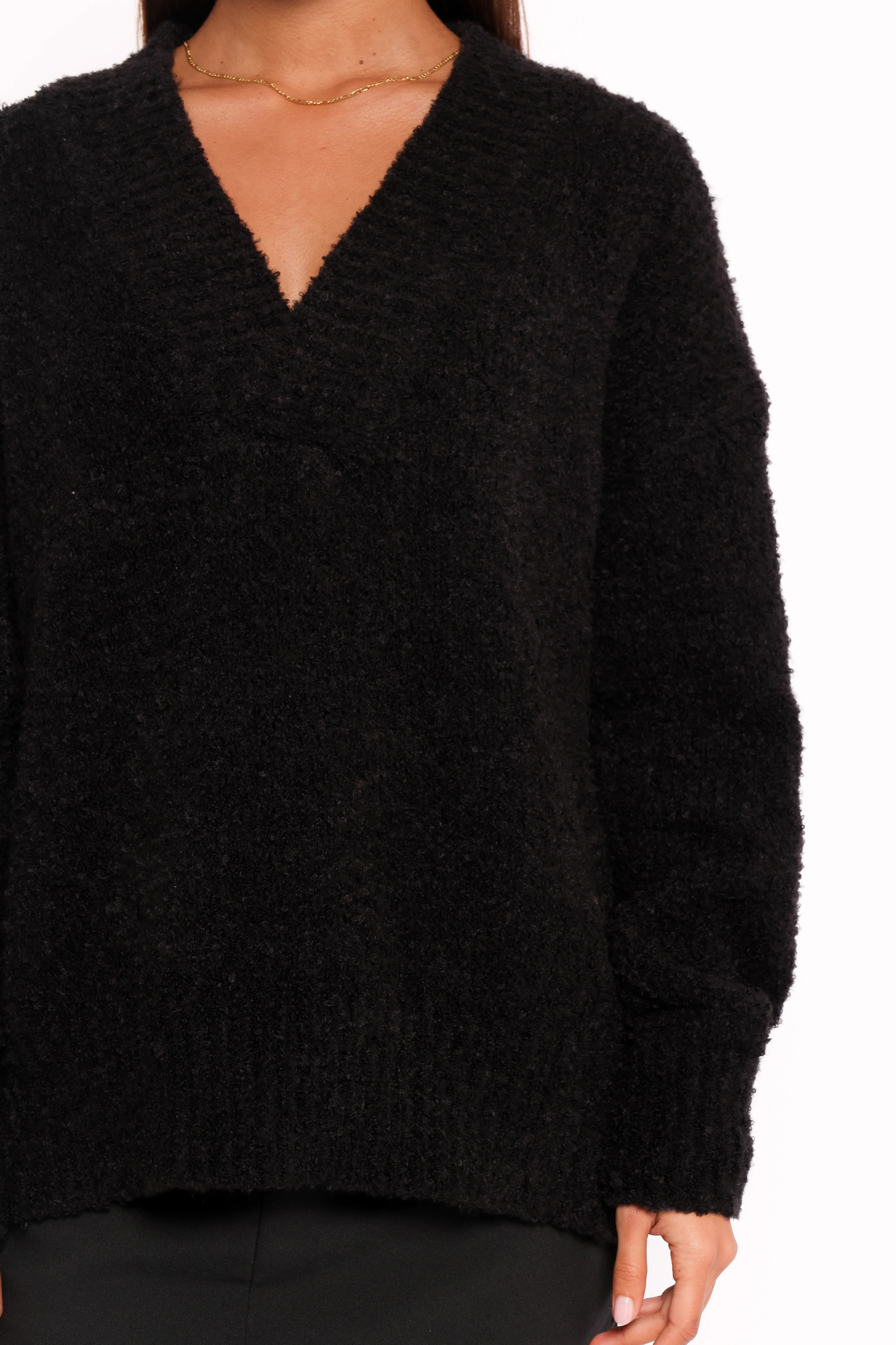 Charisma Vneck Knit Sweater - Black - Image 8