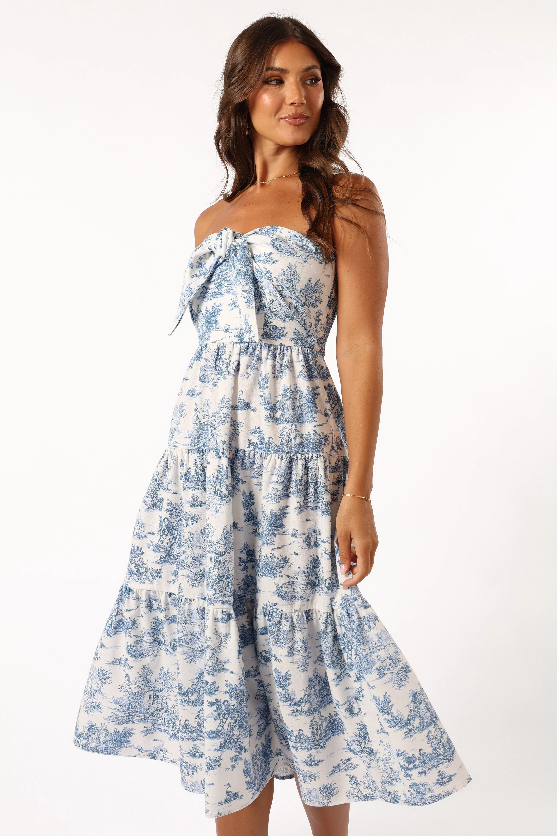 Cherie Bow Front Midi Dress - Blue - Image 6