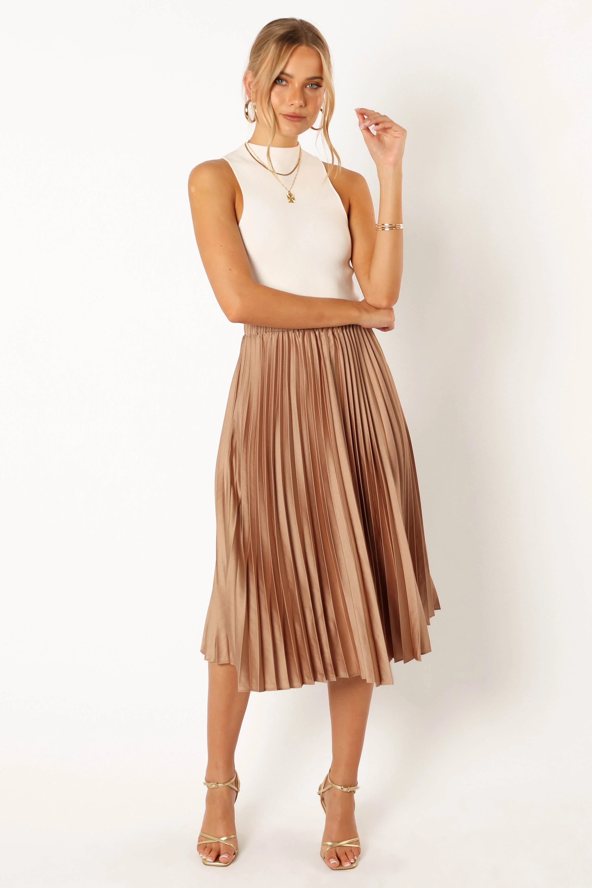 Chloe Plisse Skirt - Gold - Image 2