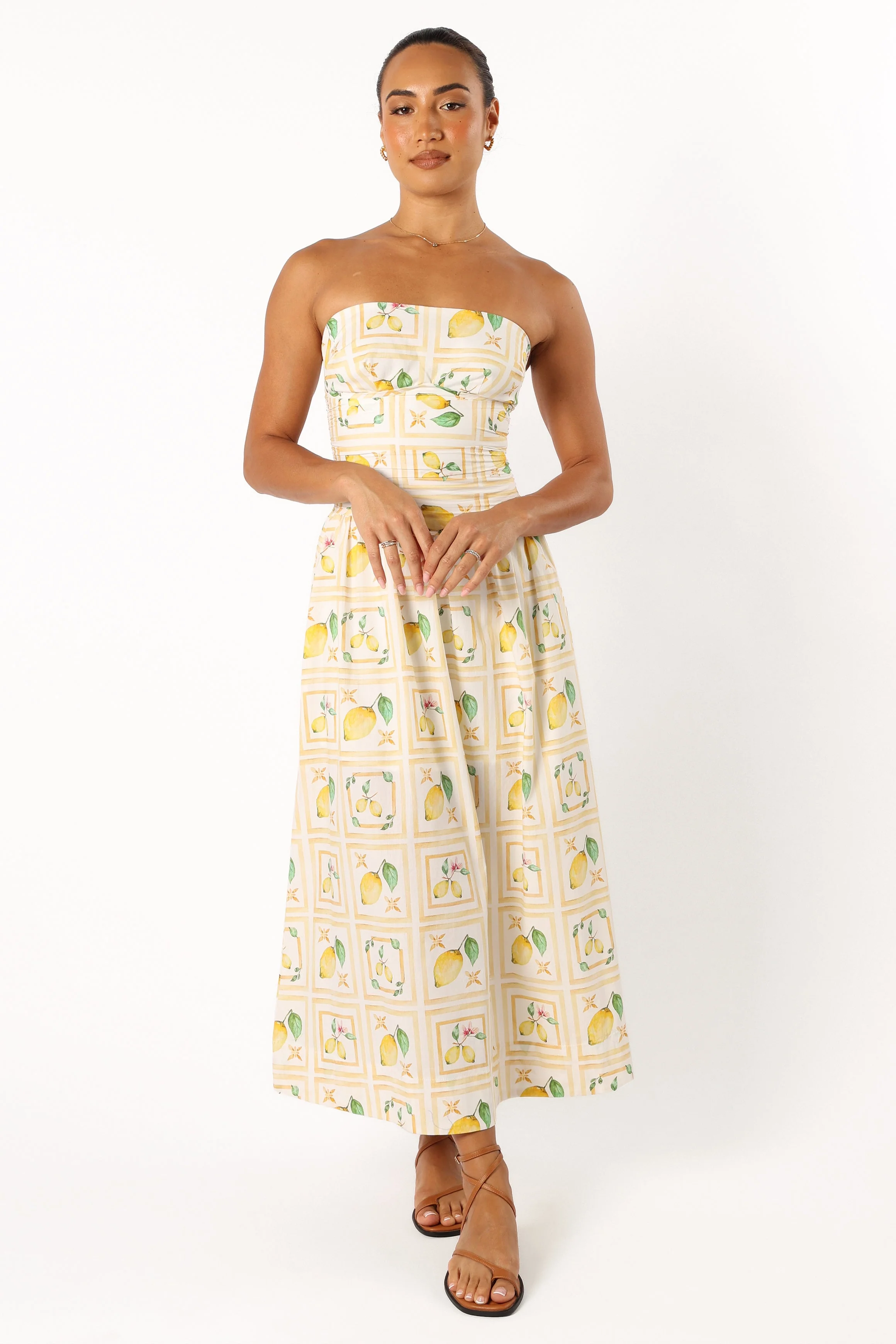 Cintrico Strapless Midi Dress - Lemon - Image 4