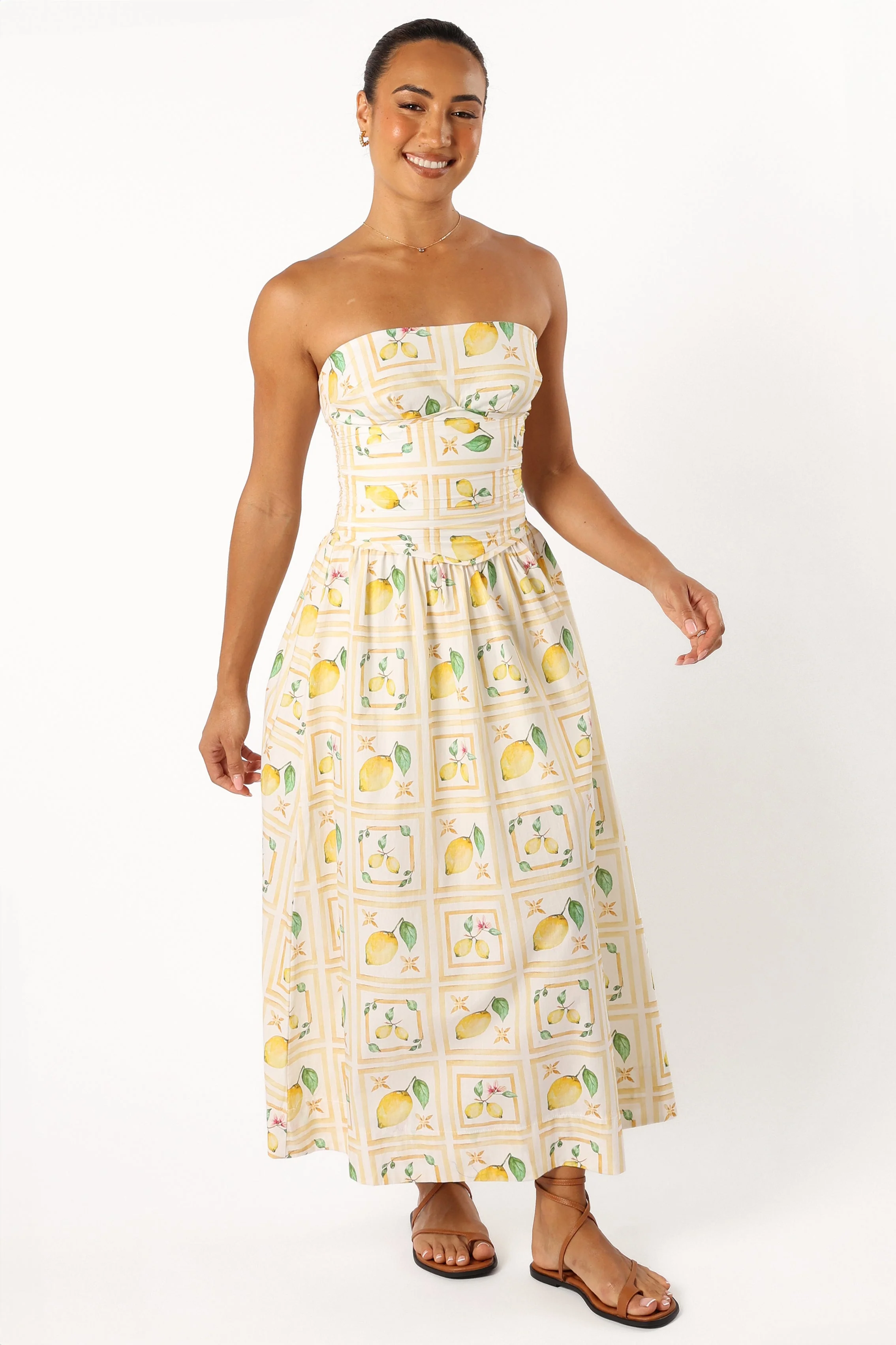 Cintrico Strapless Midi Dress - Lemon - Image 5