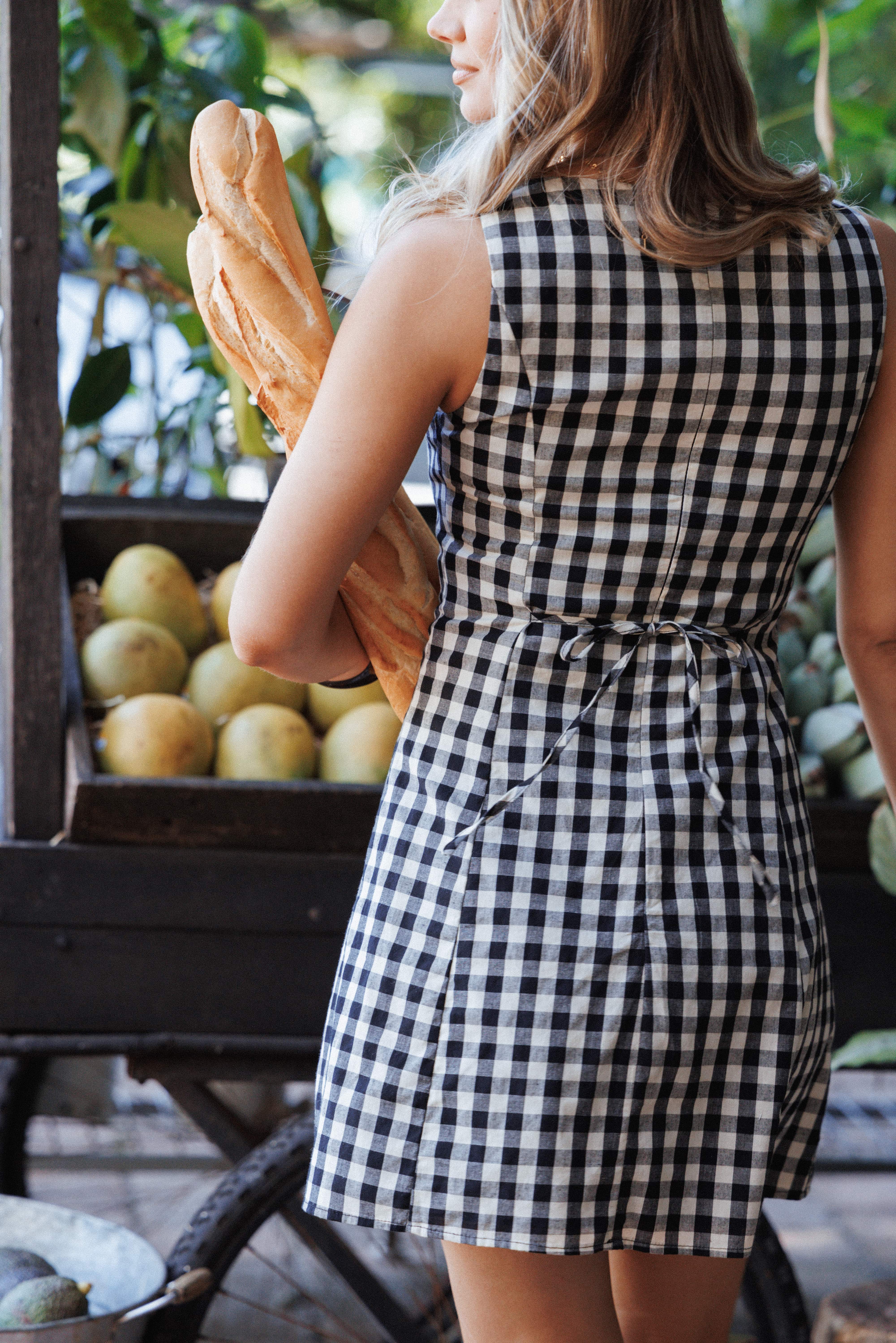 Circe Mini Dress - Black Gingham - Image 8