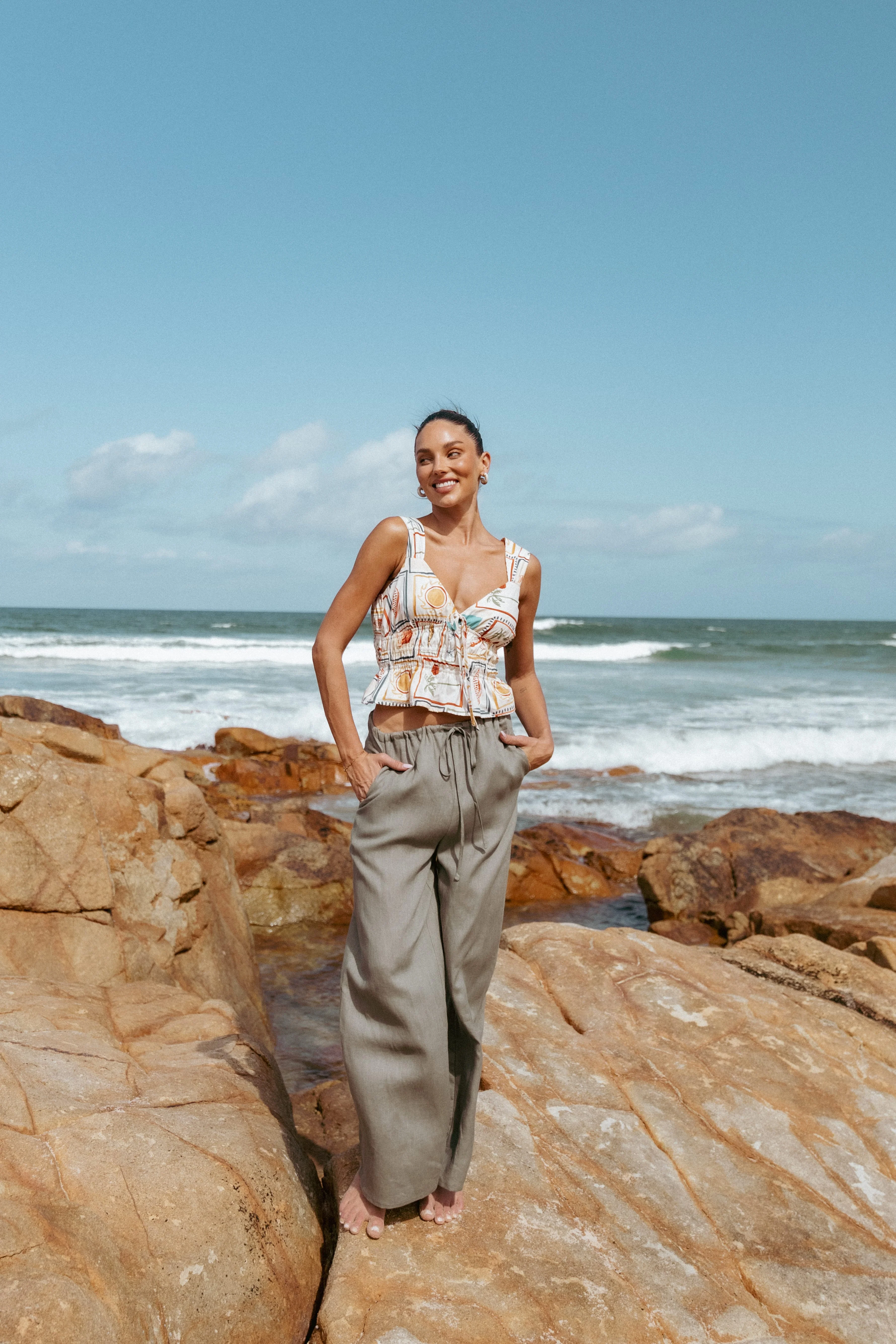 Clairo Linen Pant - Olive - Image 3