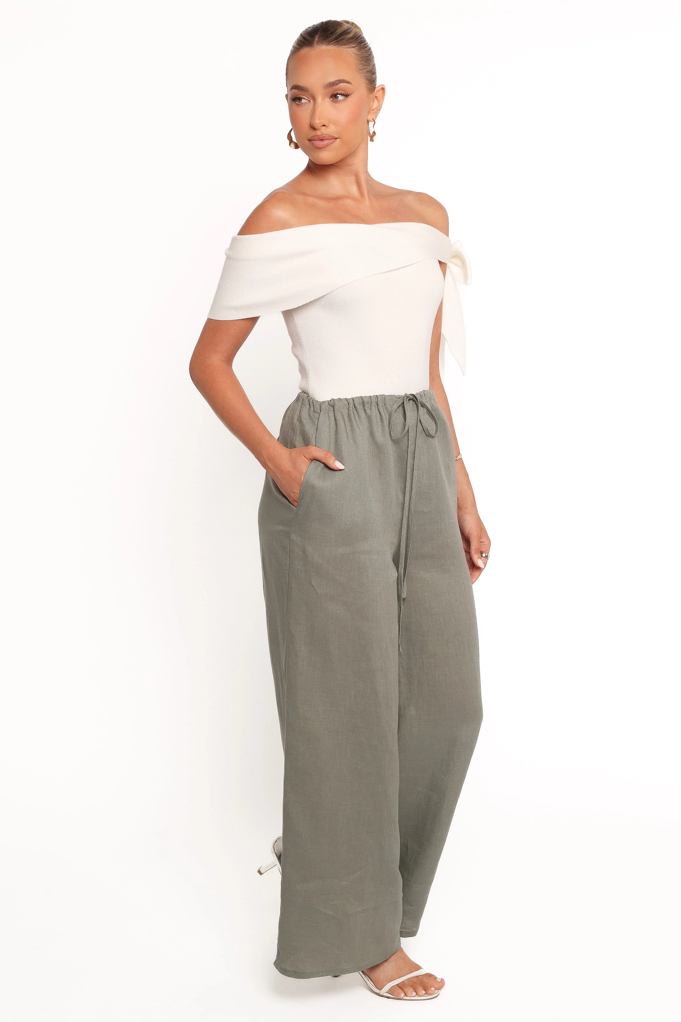 Clairo Linen Pant - Olive - Image 5