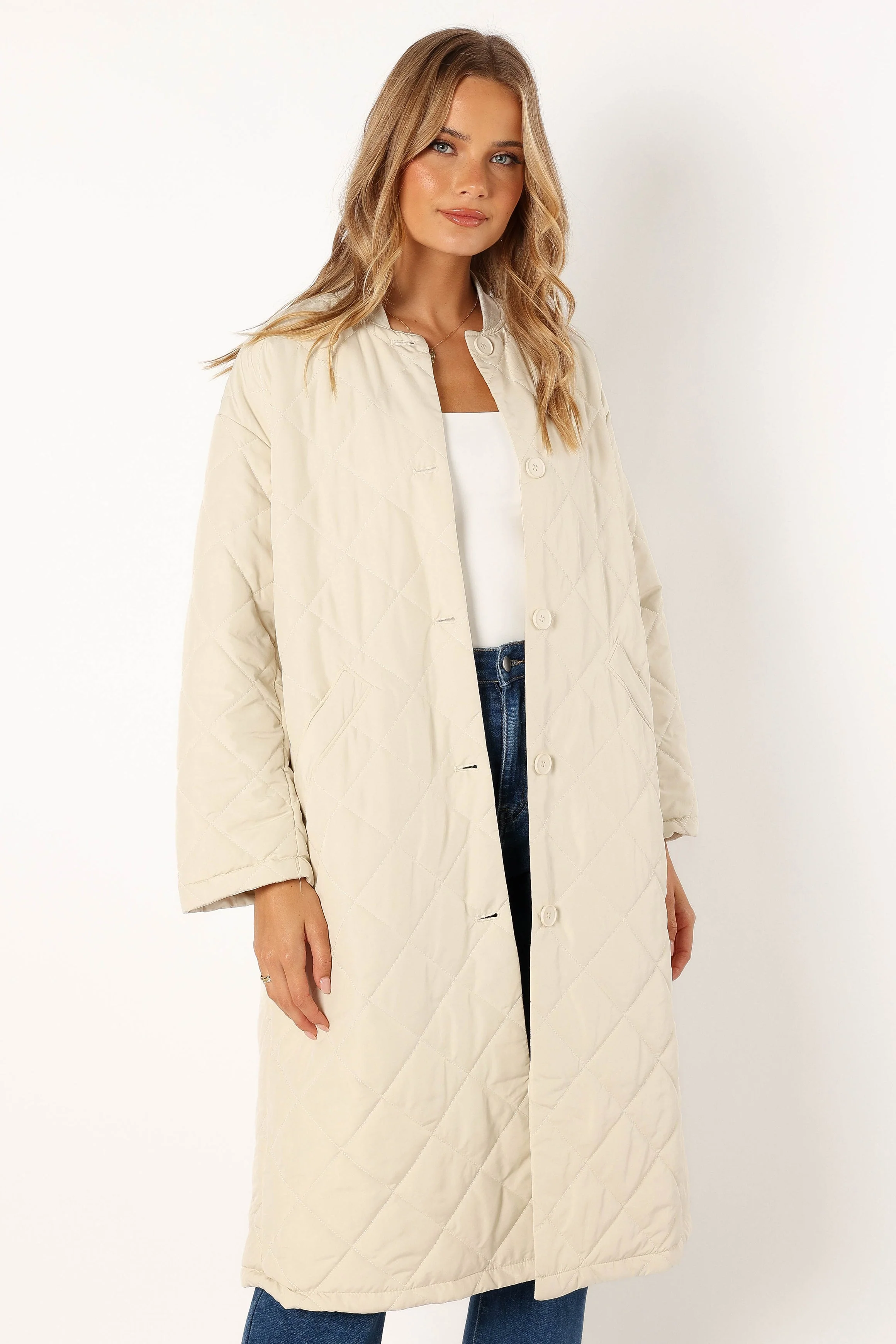 Clea Quilted Jacket - Bone - Image 5