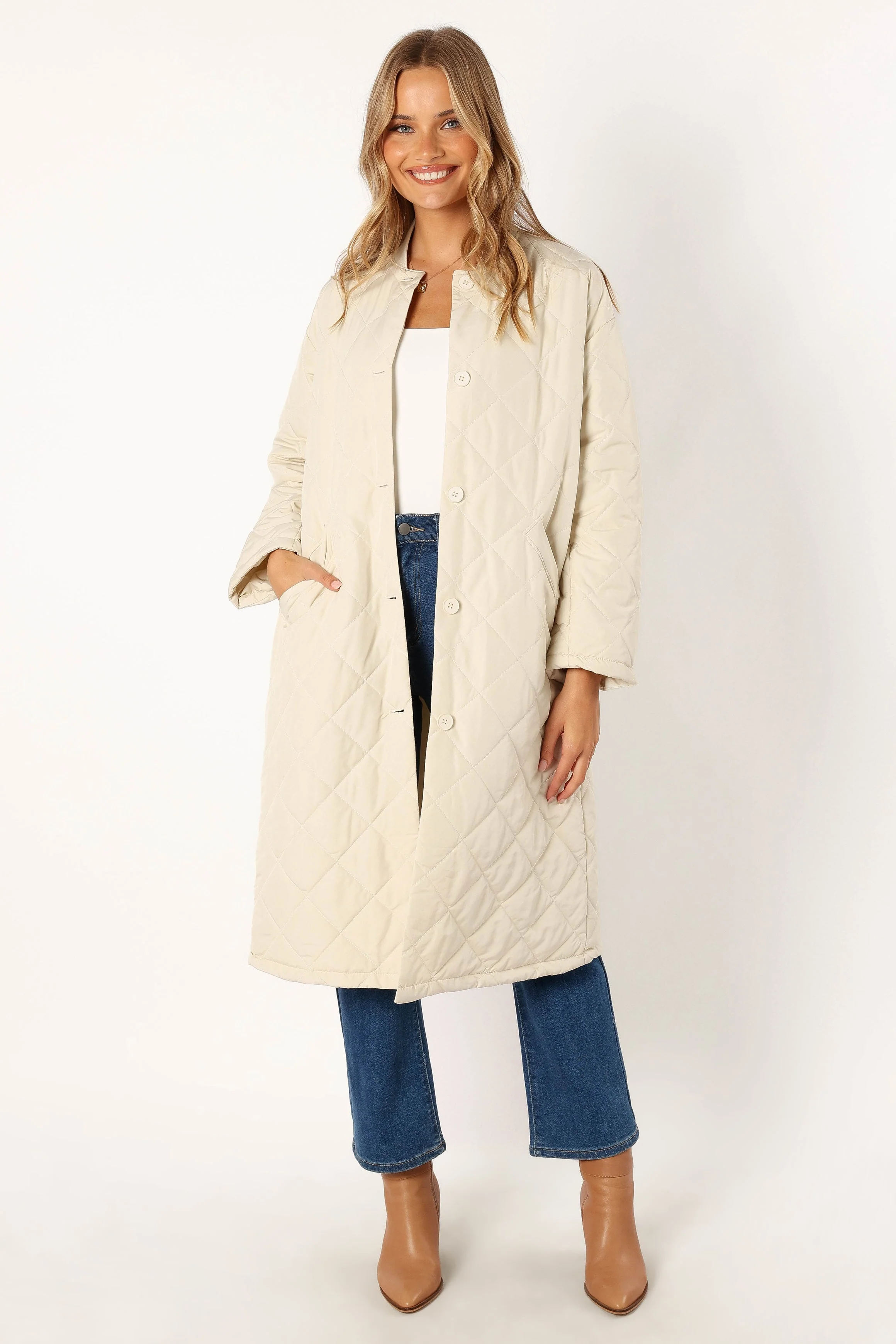 Clea Quilted Jacket - Bone - Image 6