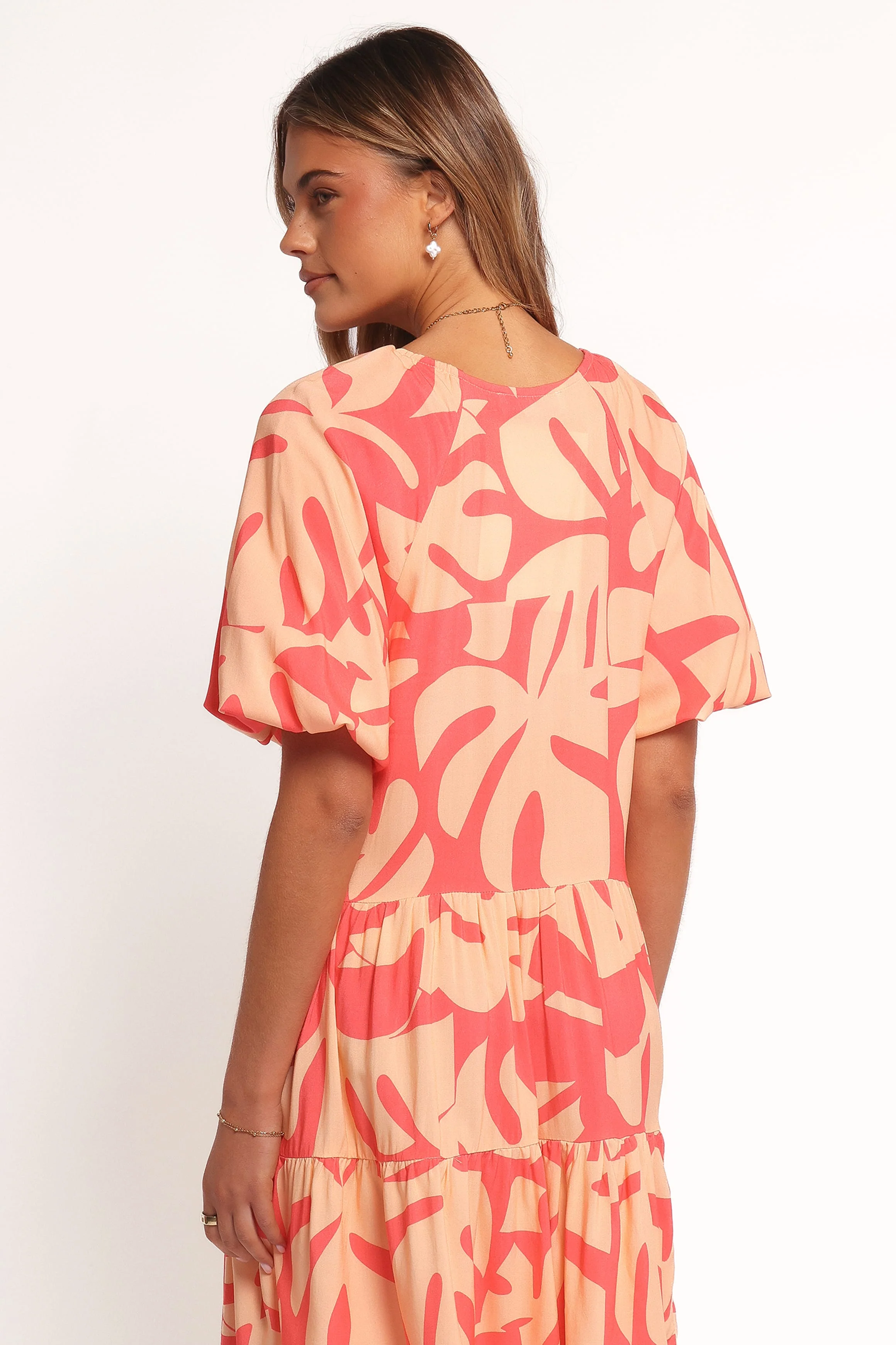 Corinna Mini Dress - Coral Print - Image 4