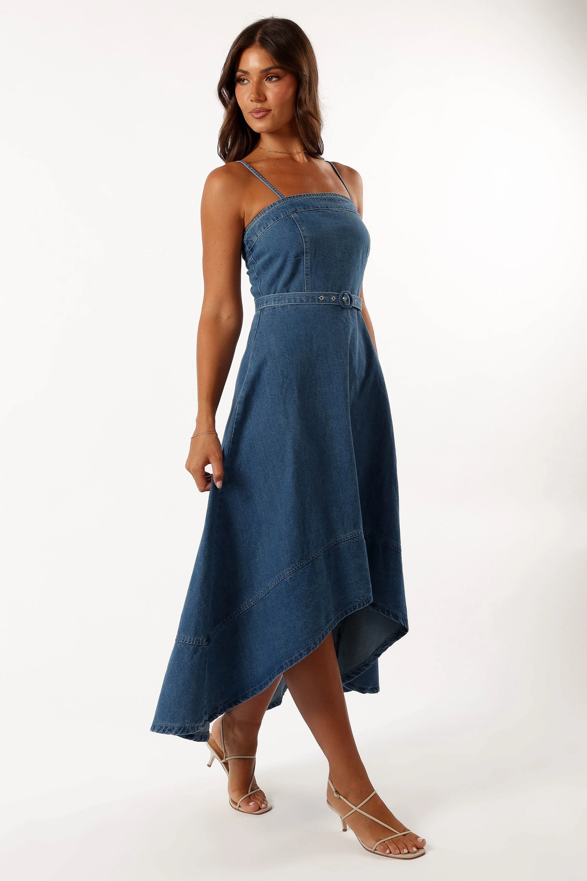 Cyrus Belted Midi Dress - Denim - Image 5
