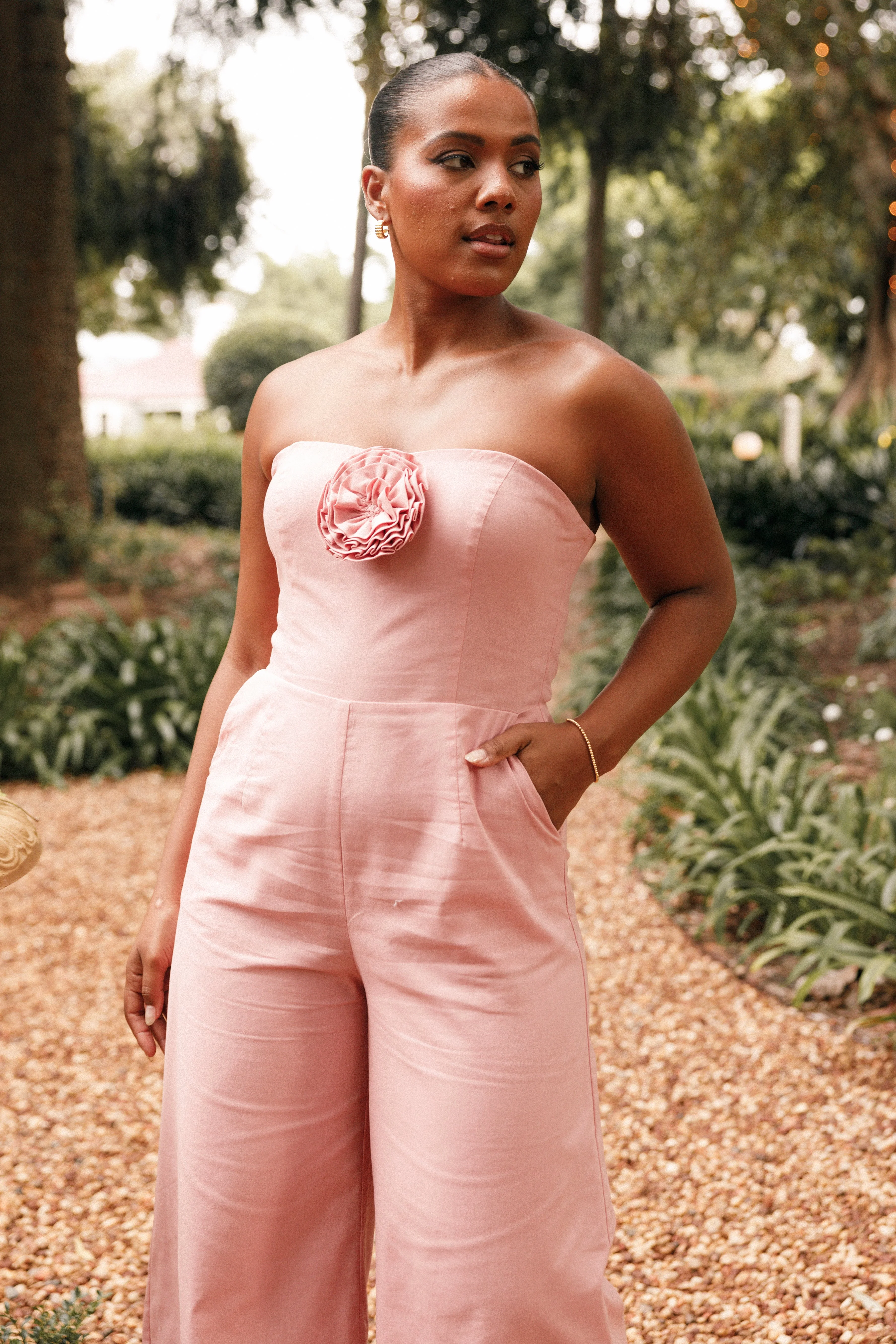 Daisy Strapless Jumpsuit - Dusty Rose - Image 4