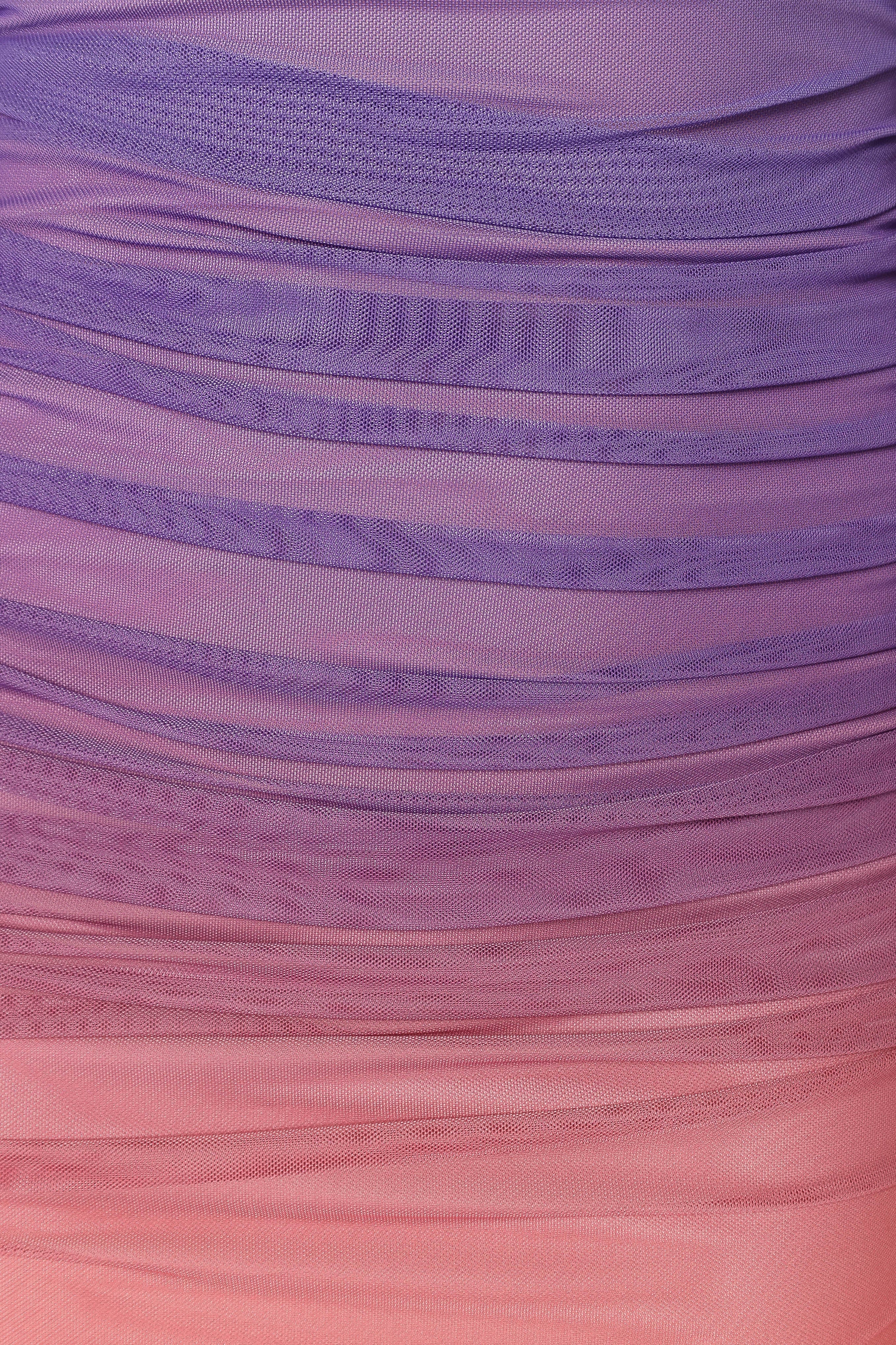 Dakota One Shoulder Midi Dress - Purple Gradient - Image 8