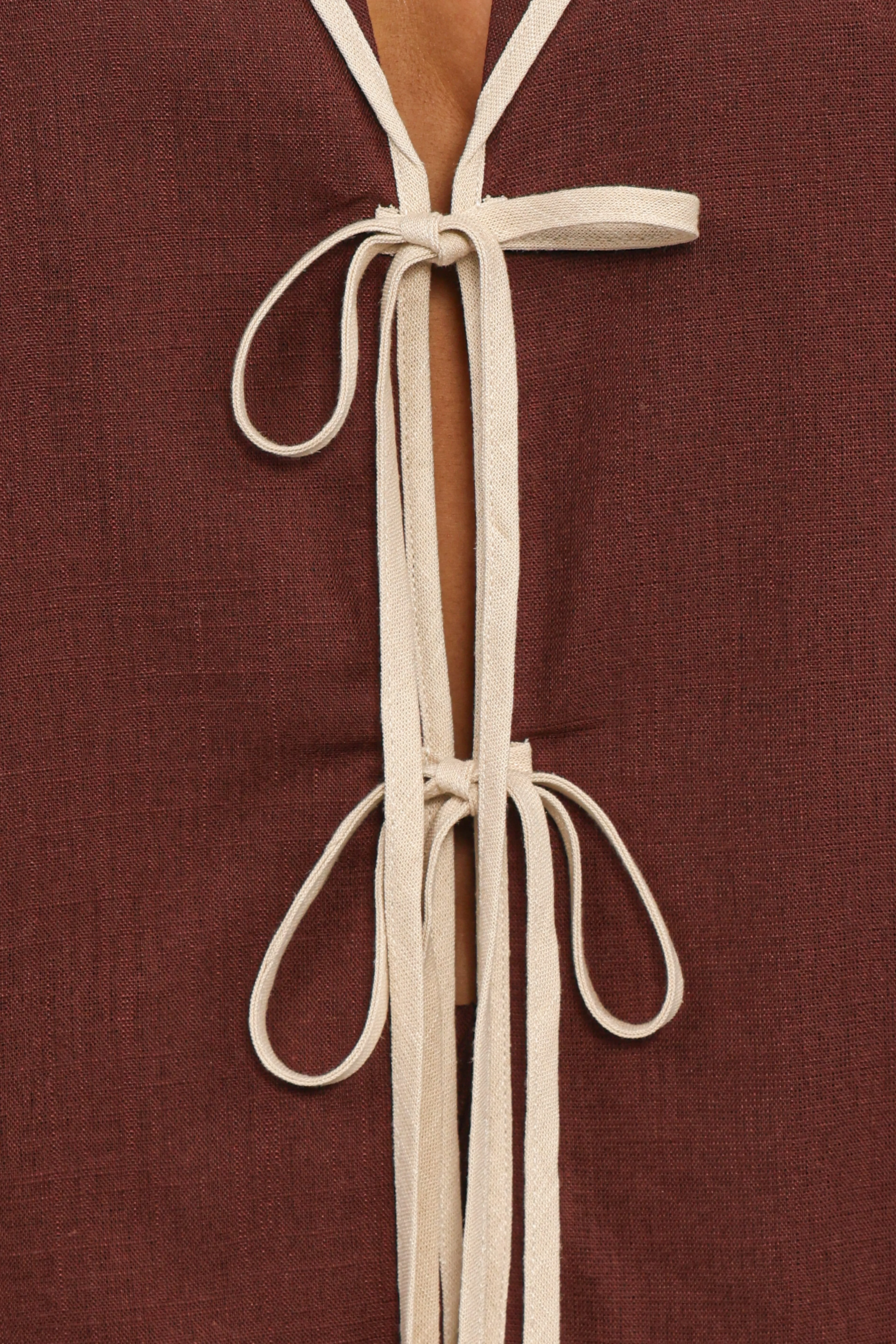 Dalton Tie Top - Brown Cream - Image 7