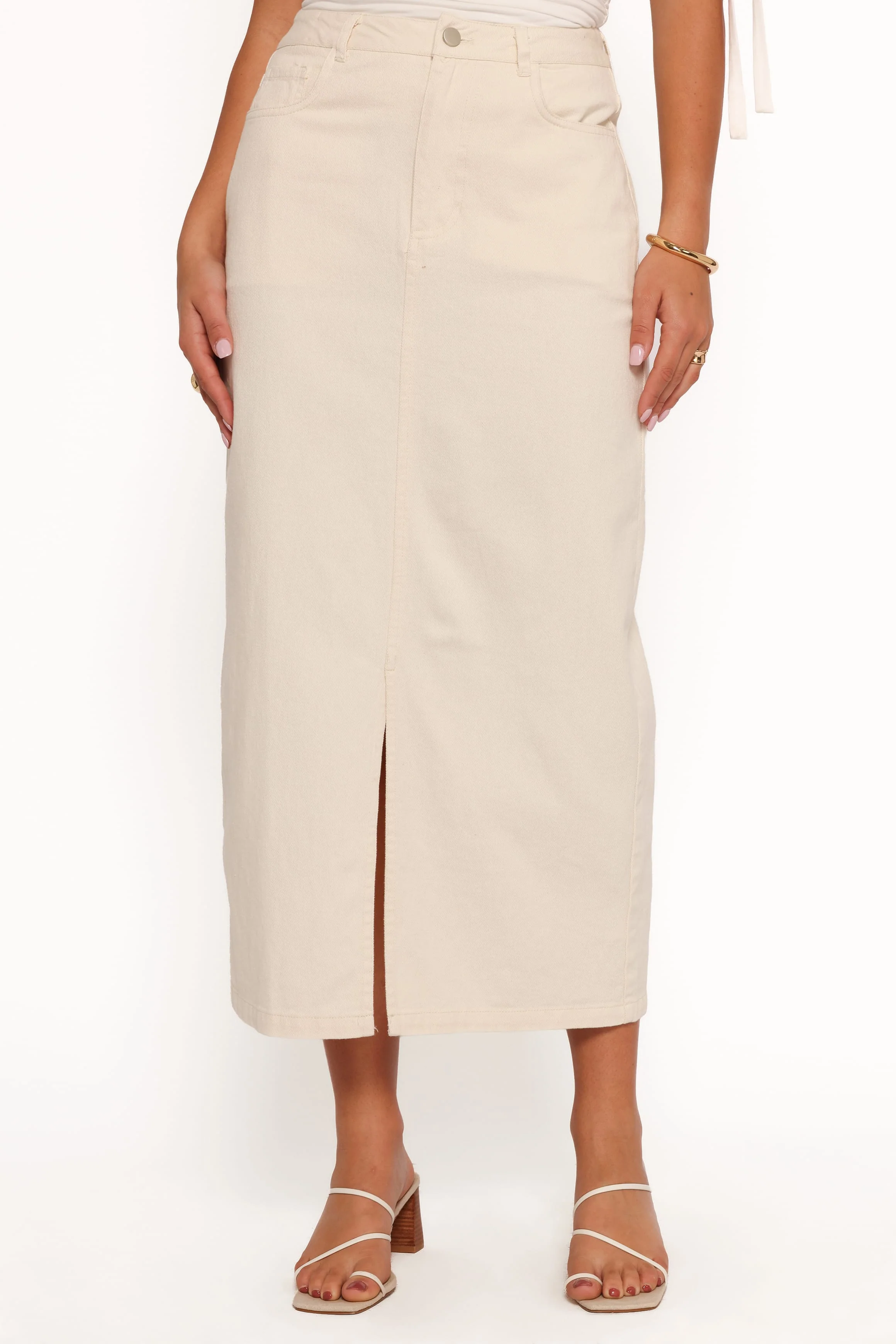 Dana Denim Midi Skirt - Cream - Image 2