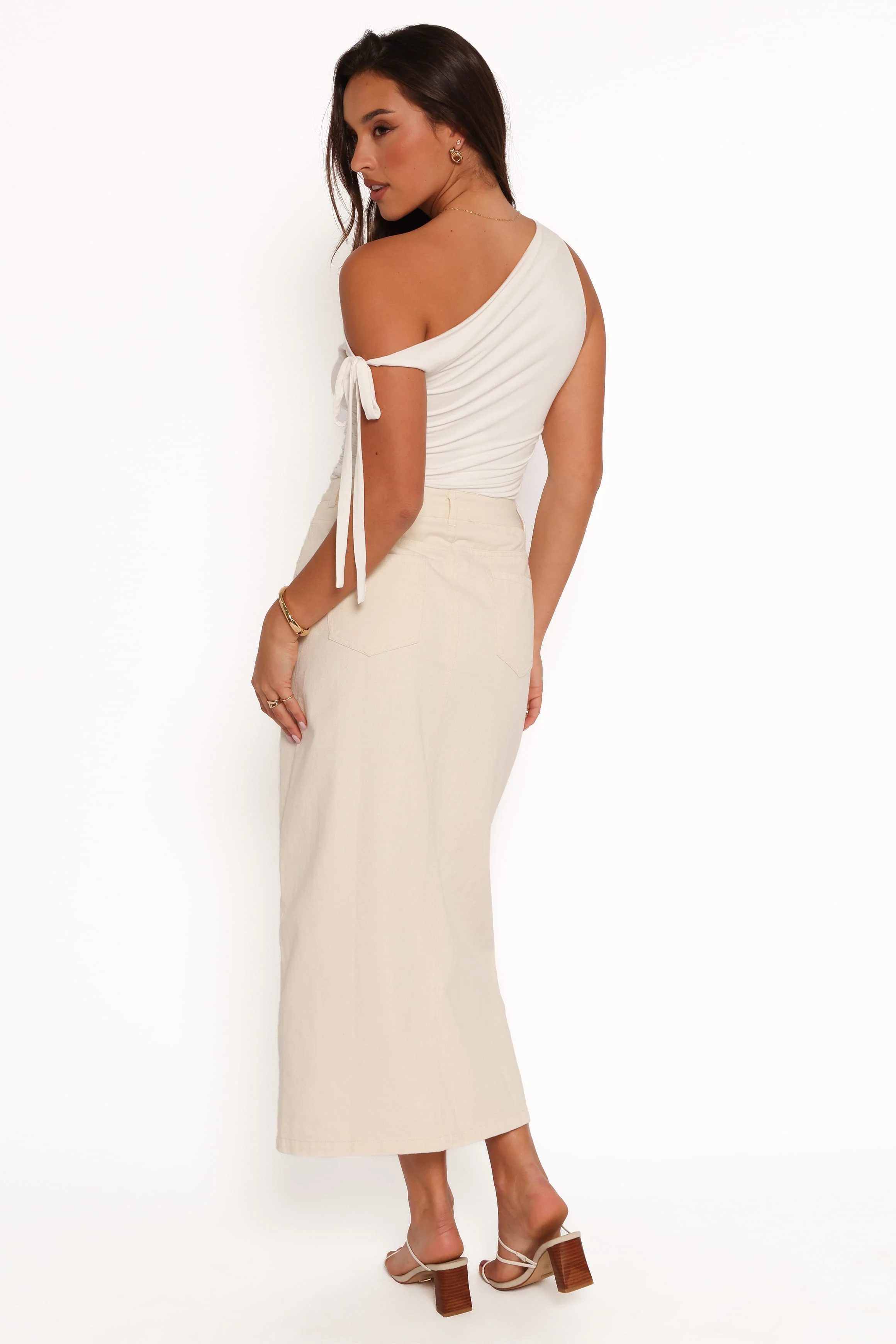 Dana Denim Midi Skirt - Cream - Image 4