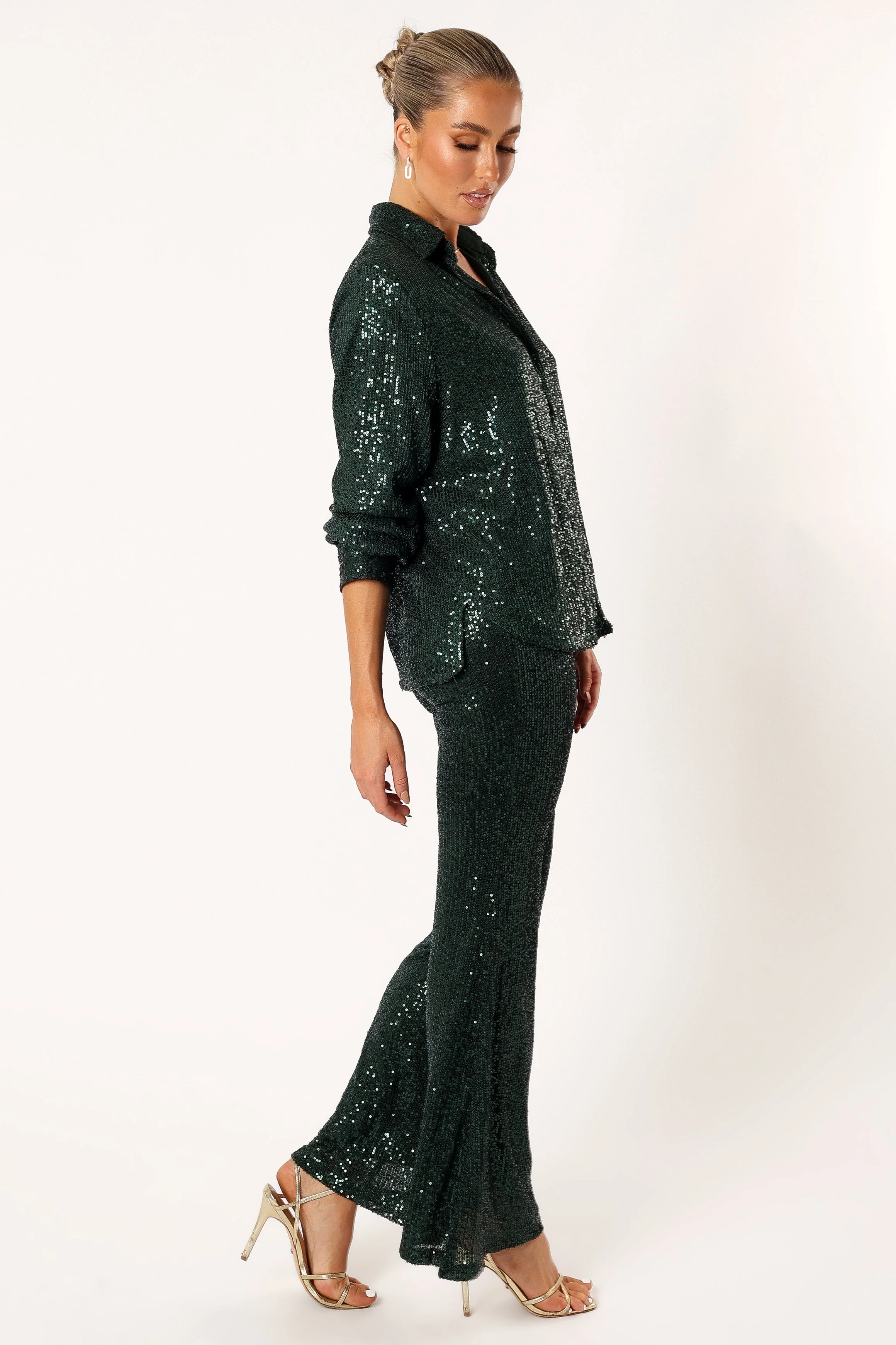 Darcy Sequin Two Piece Pant Set - Hunter Green - Image 6