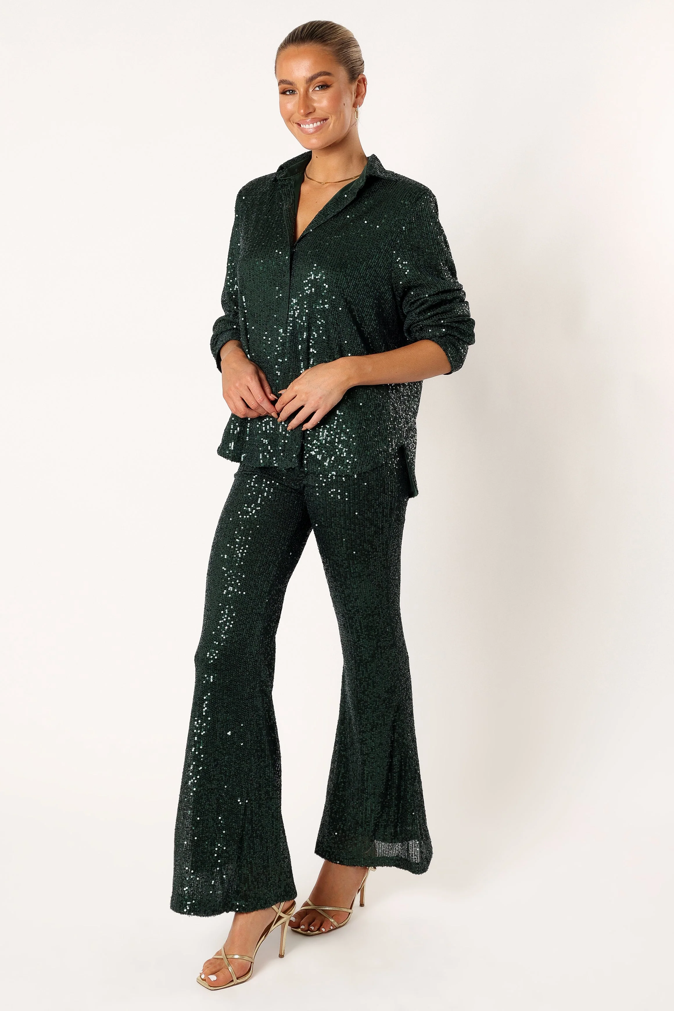 Darcy Sequin Two Piece Pant Set - Hunter Green - Image 8