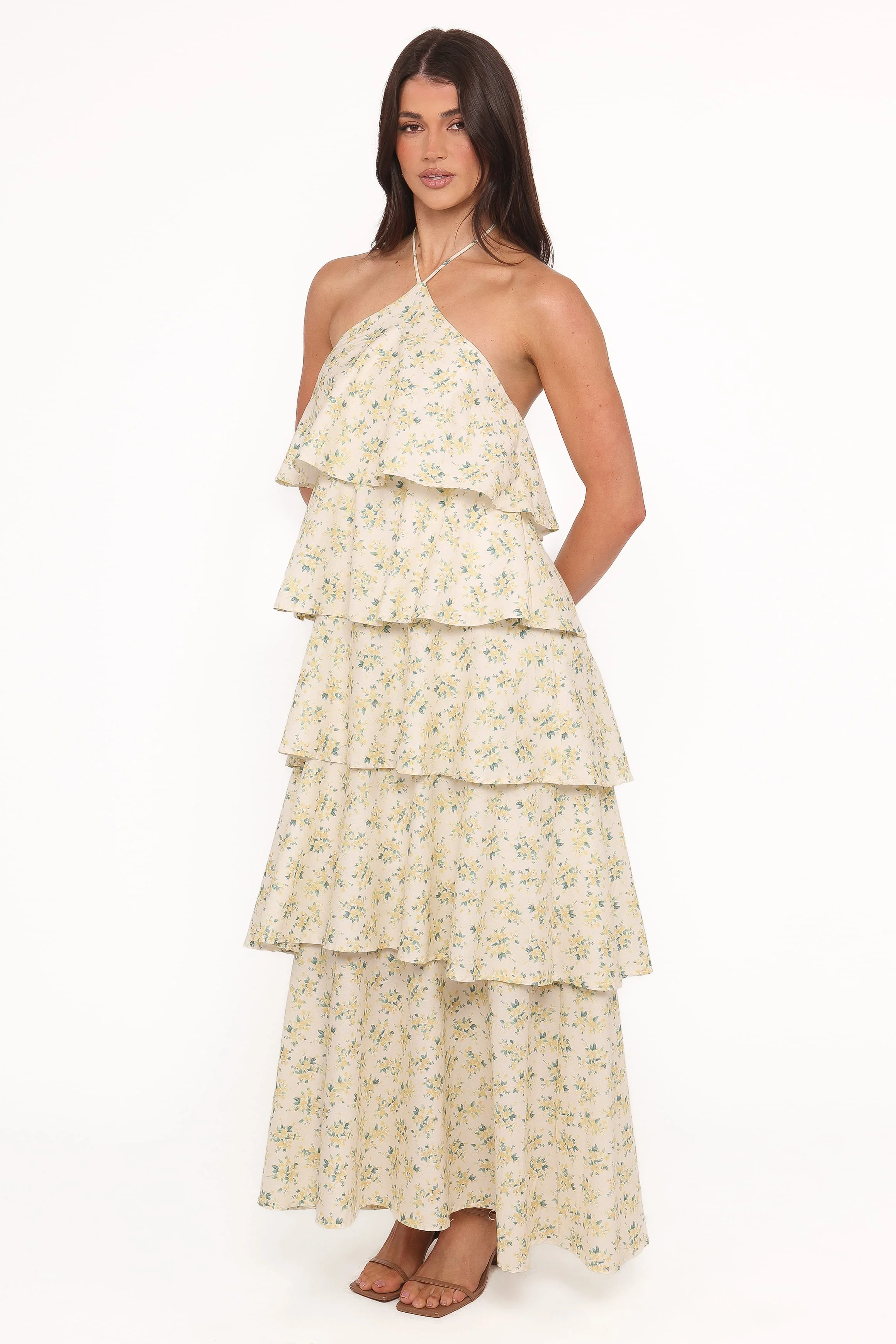 Darlia Halterneck Maxi Dress - Yellow Floral - Image 3