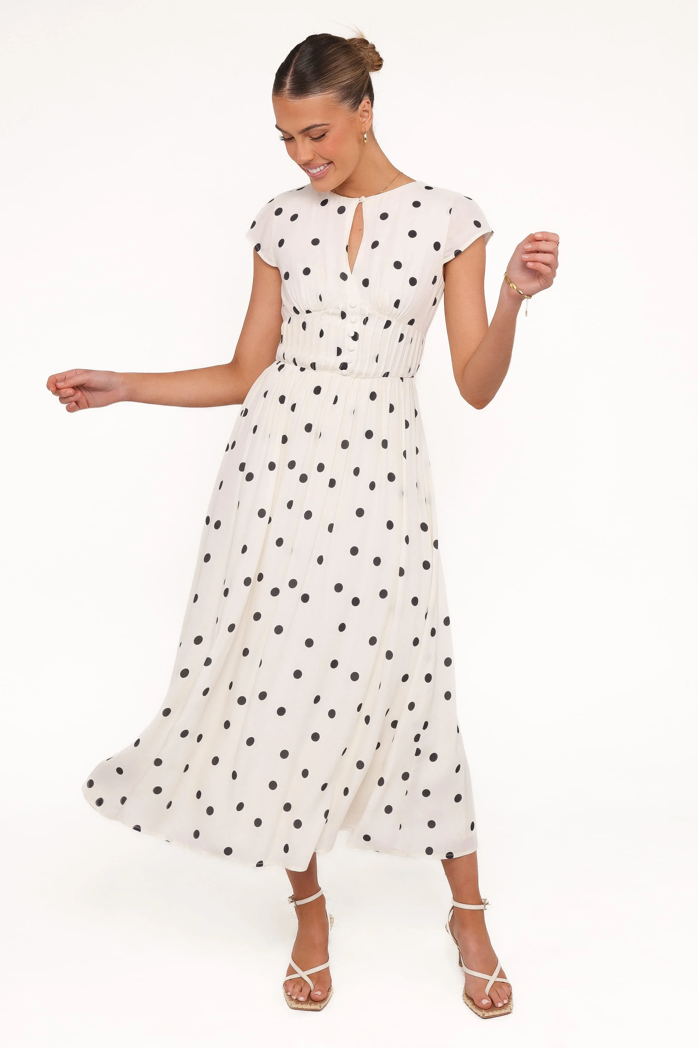 Darline Midi Dress - White Polka Dot - Image 5