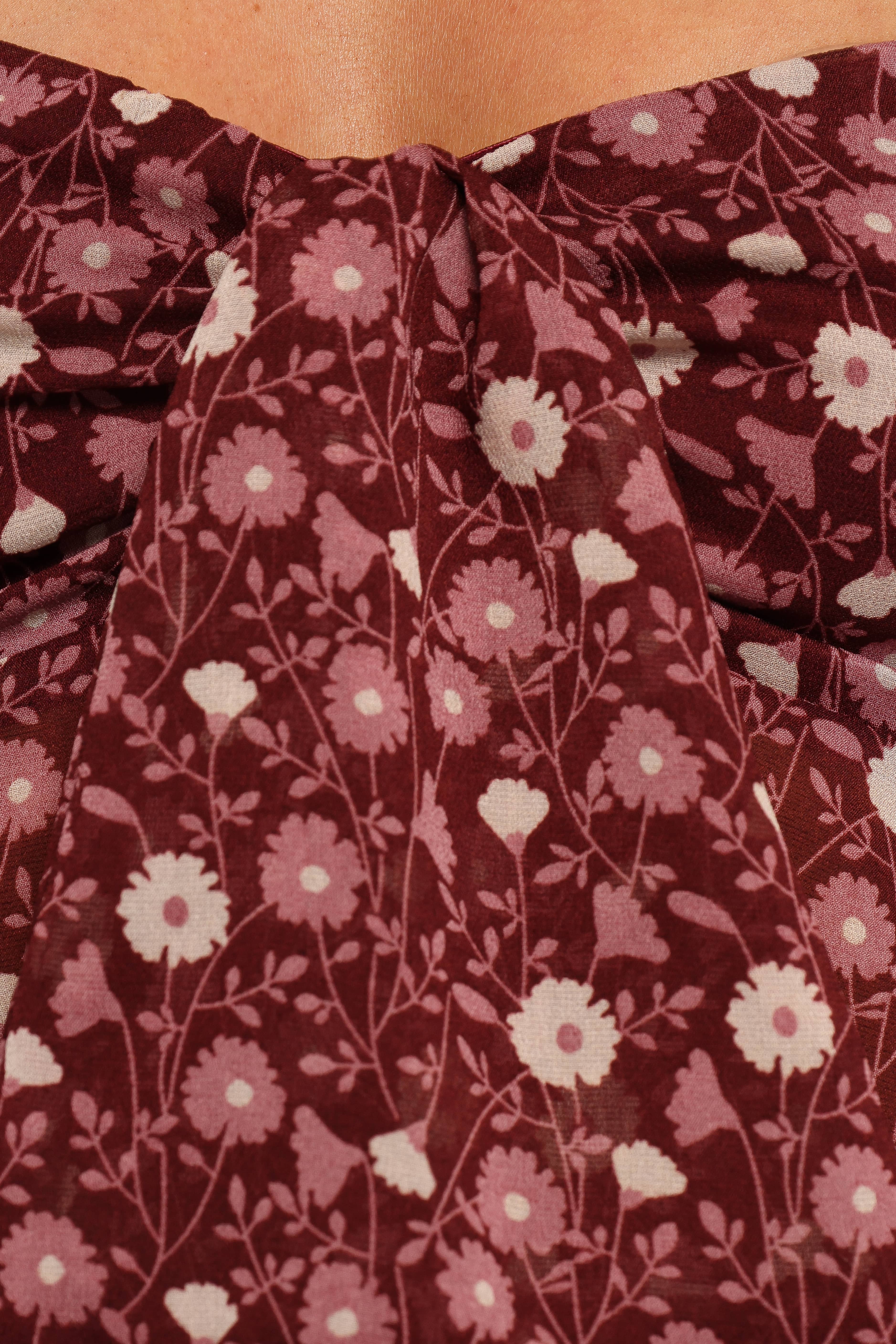 Darrie Long Sleeve Top - Burgundy Multi - Image 9