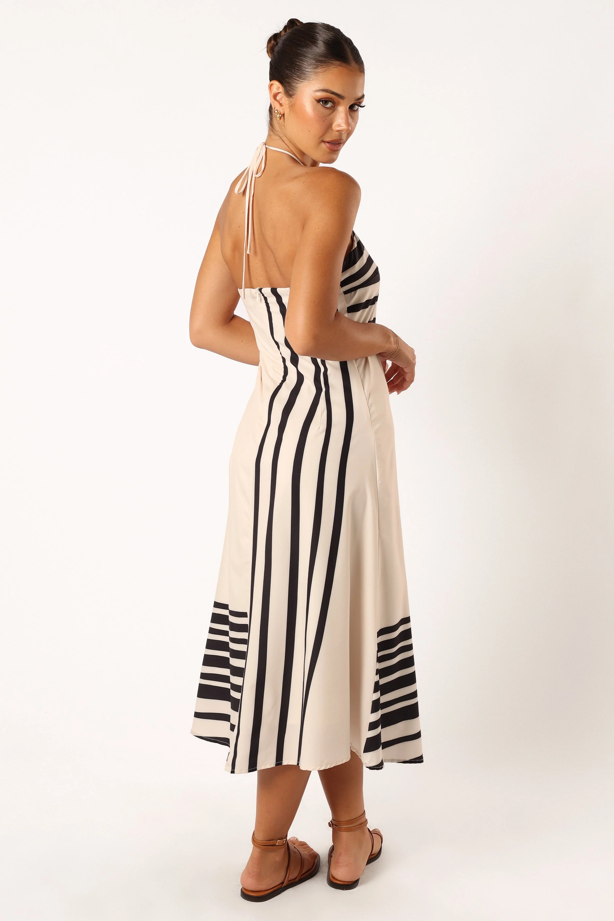Deana Halterneck Midi Dress - Cream Black - Image 5
