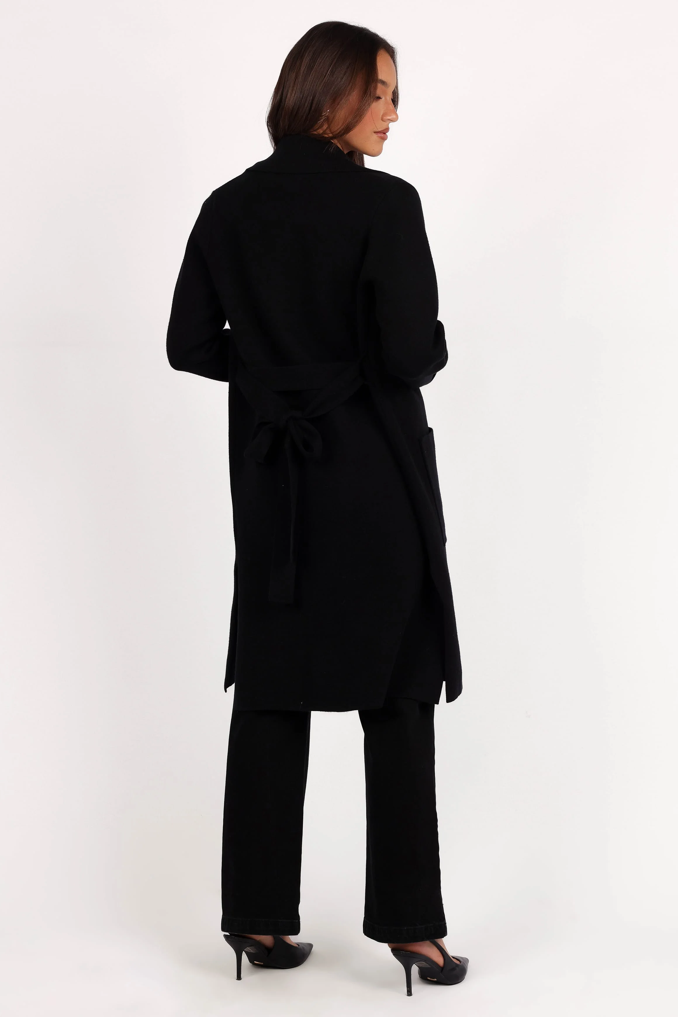 Decker Waist Tie Coatigan - Black - Image 5