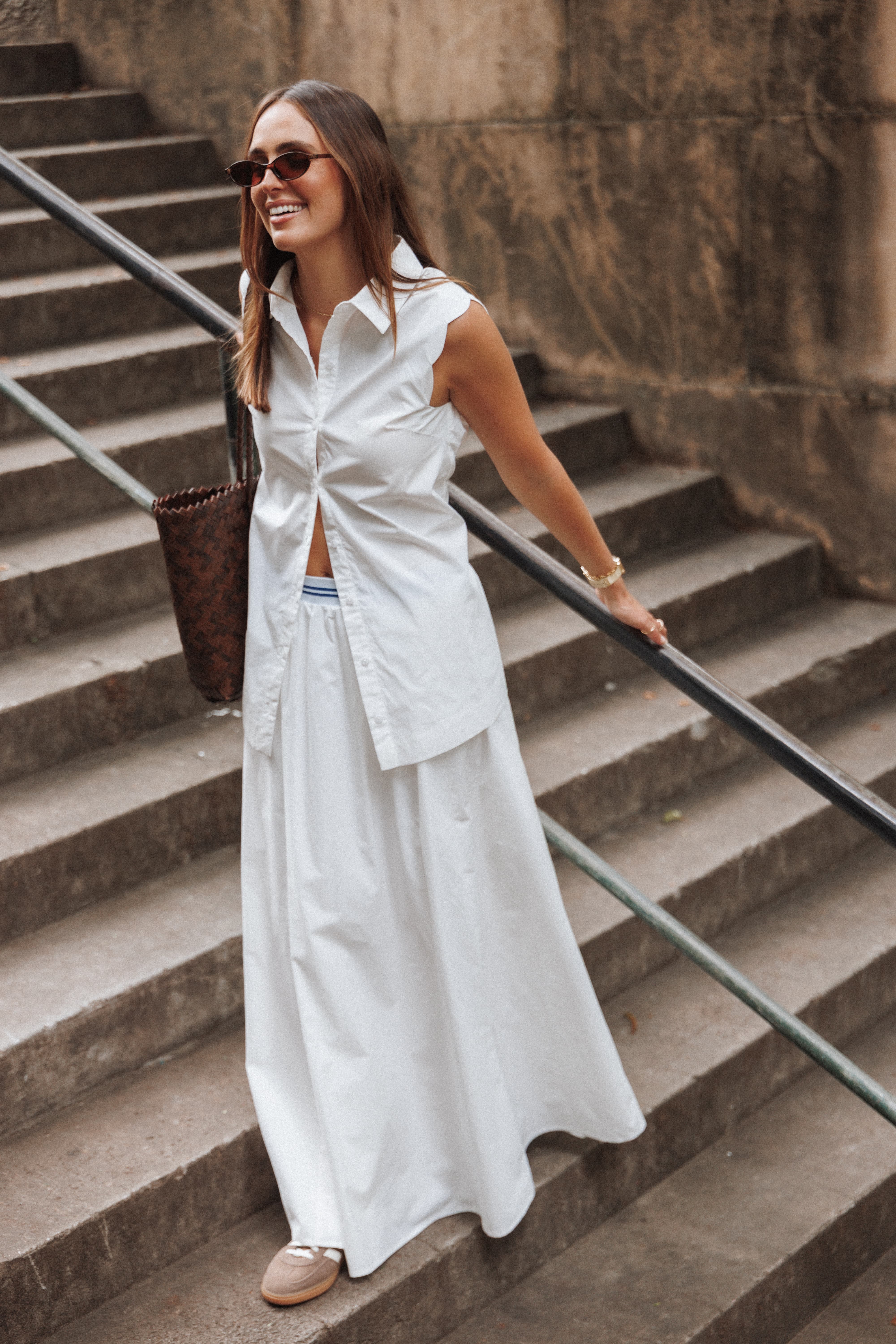 Deirdre Scallop Button Up Shirt - White - Image 8