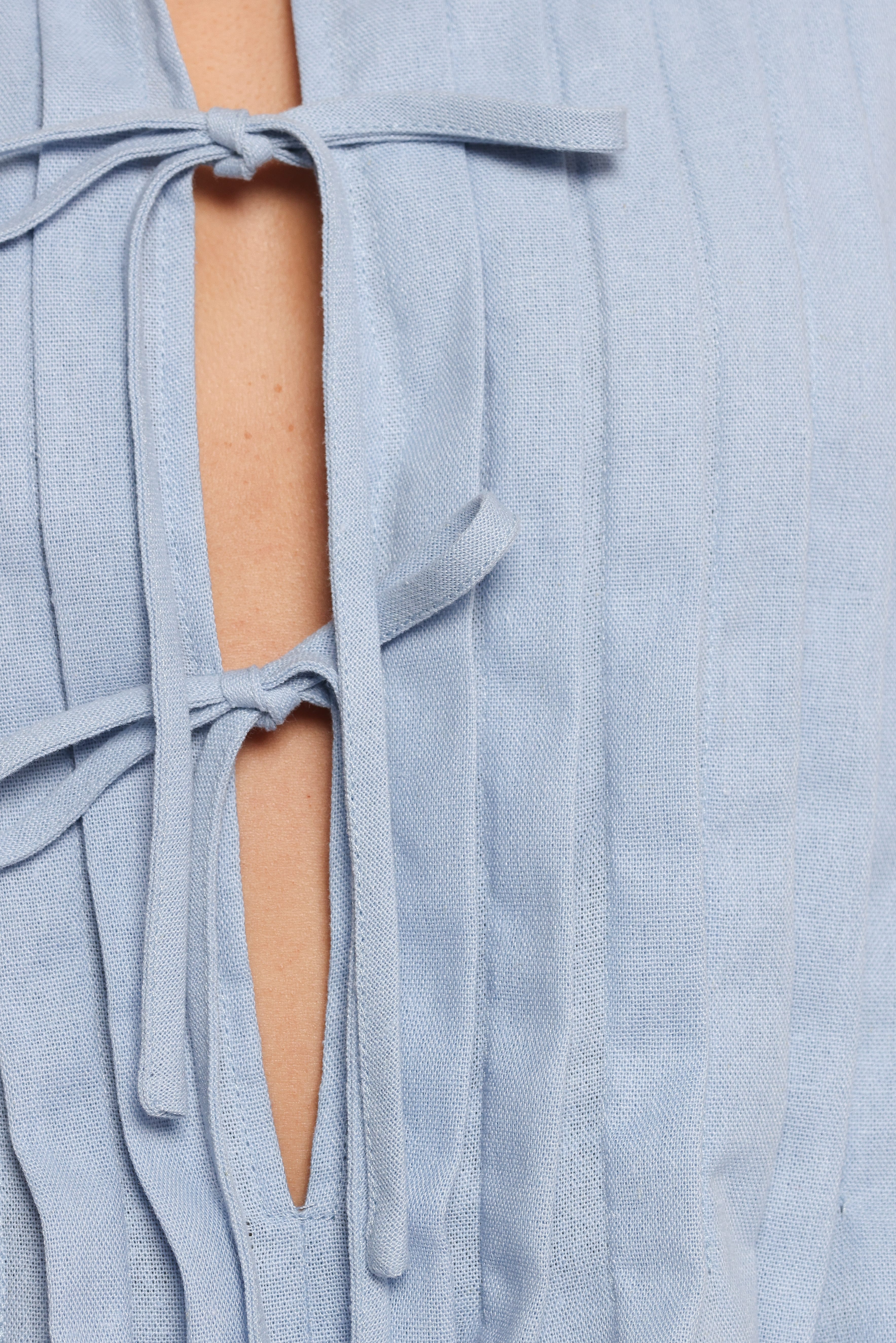 Delia Pleat Tie Top - Blue - Image 9