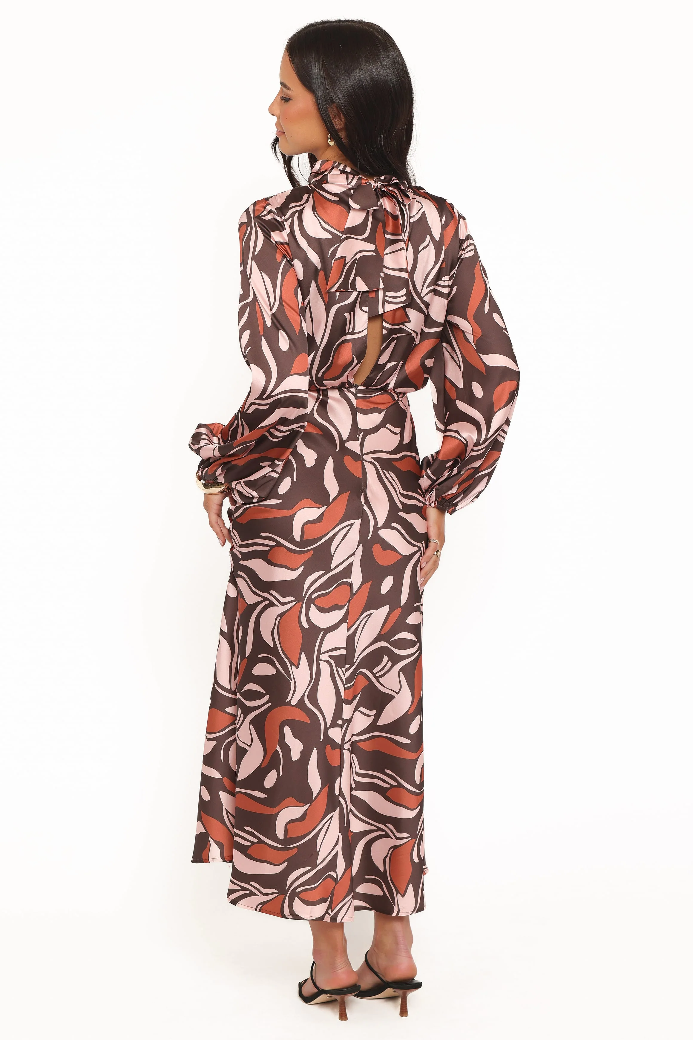 Demire Long Sleeve Midi Dress - Brown Multi - Image 4